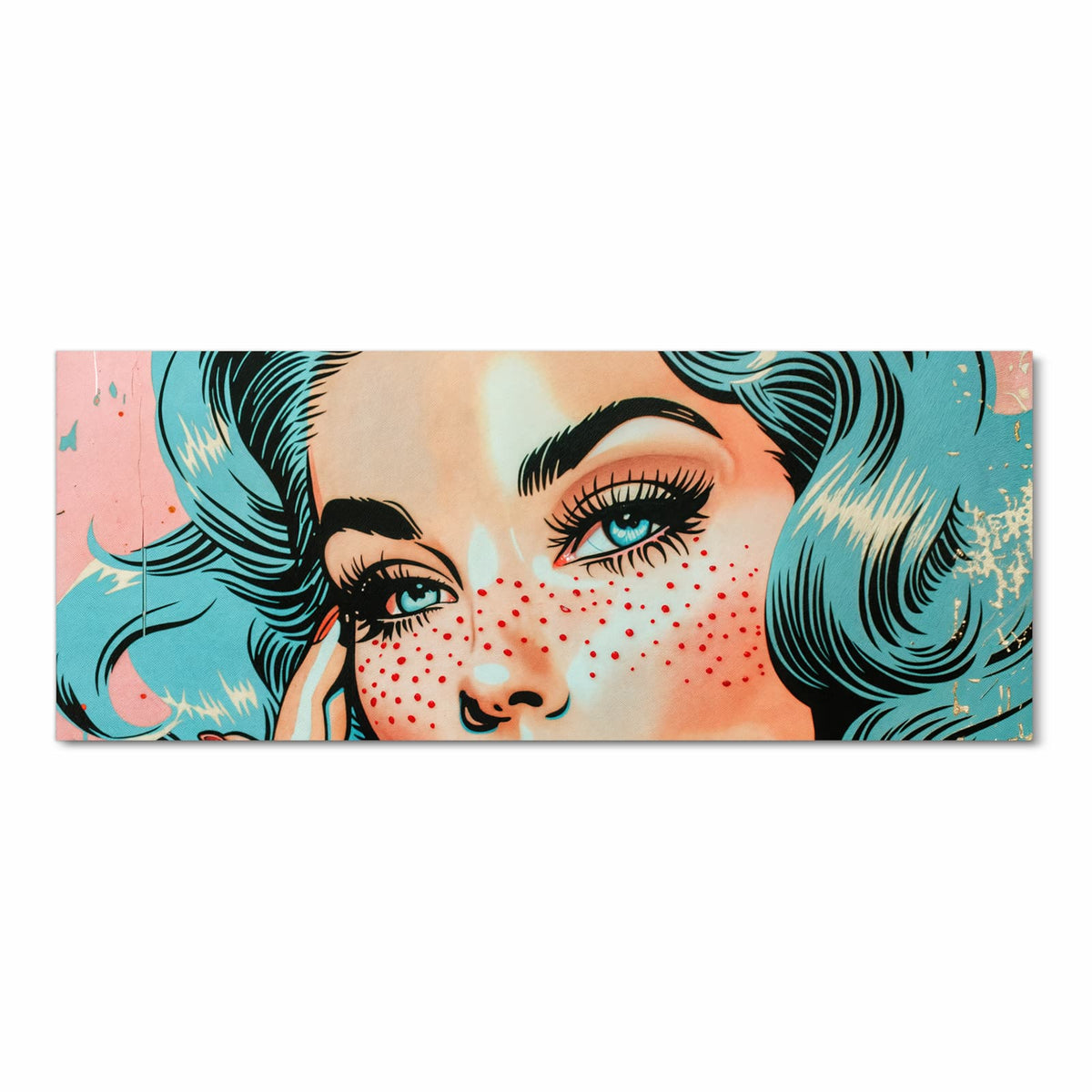 Bodenschonender Küchenläufer nach Maß mit Motiv Pop Art Porträt in Frontansicht