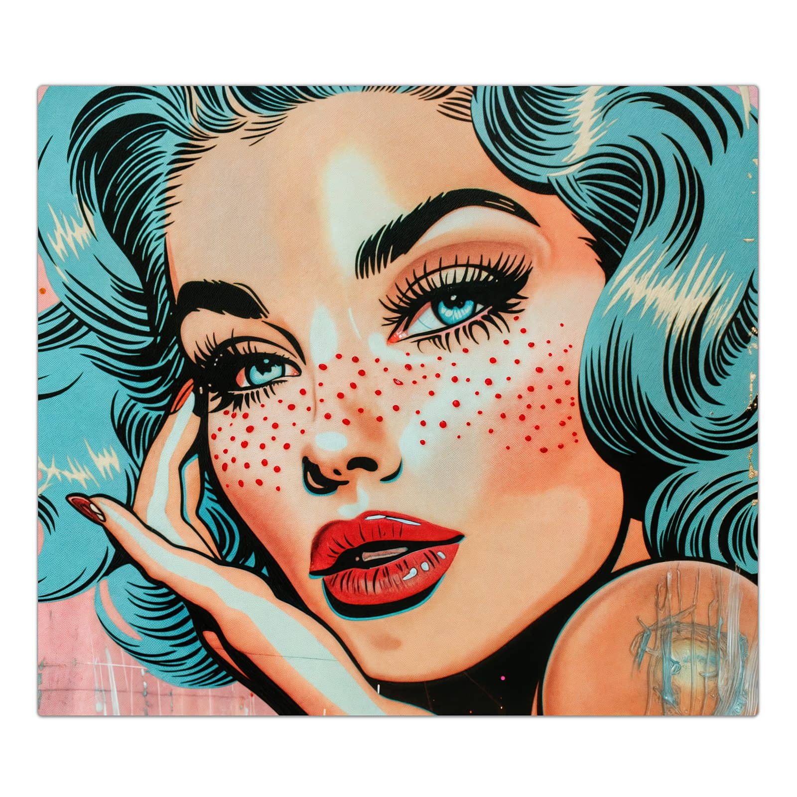 1-teilige Herdabdeckplatte mit Pop Art Porträt-Motiv in der Frontansicht #grösse_1-Teilig (60x52cm)