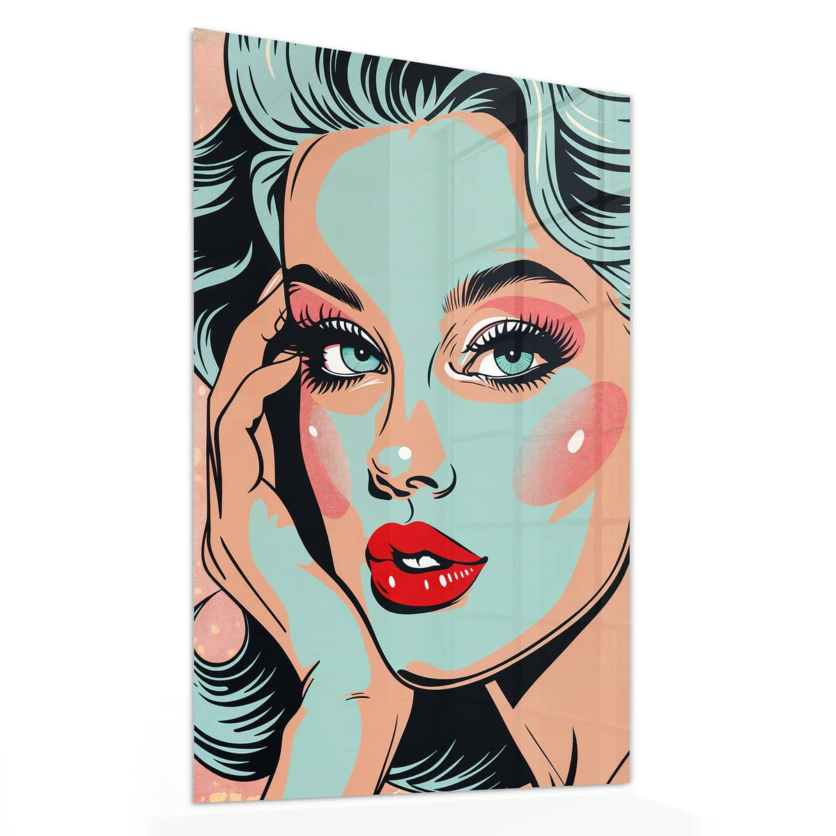 11 Größen – von 30 × 60 bis 60 × 150 cm – Wandbild - Comic Porträt in Mint - Hochformat