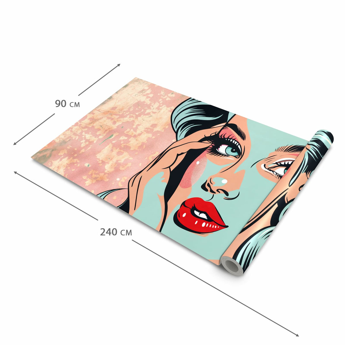 Pflegeleichter waschbarer Küchenläufer mit Motiv Comic Porträt Kunst in der Größe 60x240 cm