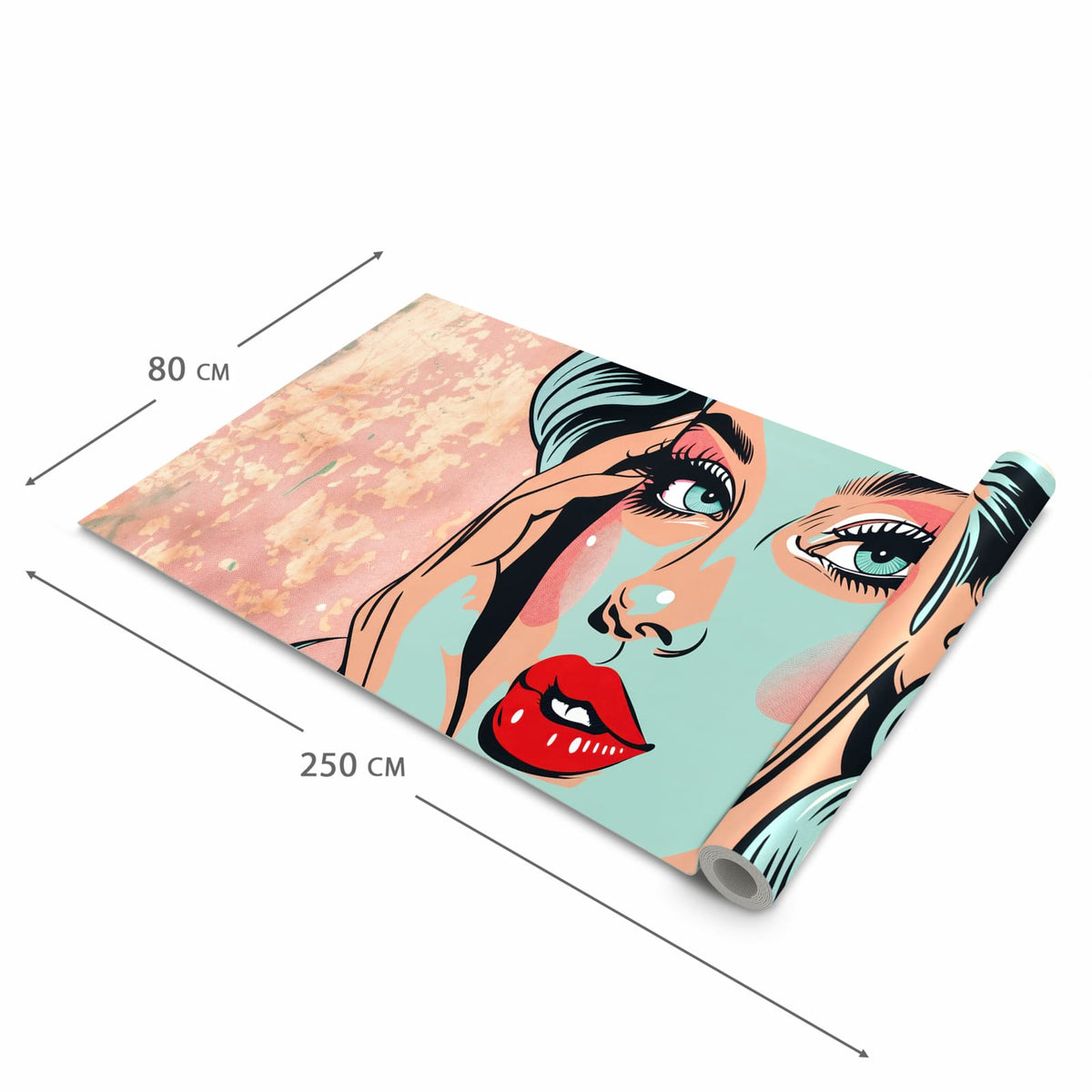 Schmutzabweisender rutschfester Küchenteppich mit Motiv Comic Porträt Kunst in der Größe 60x240 cm