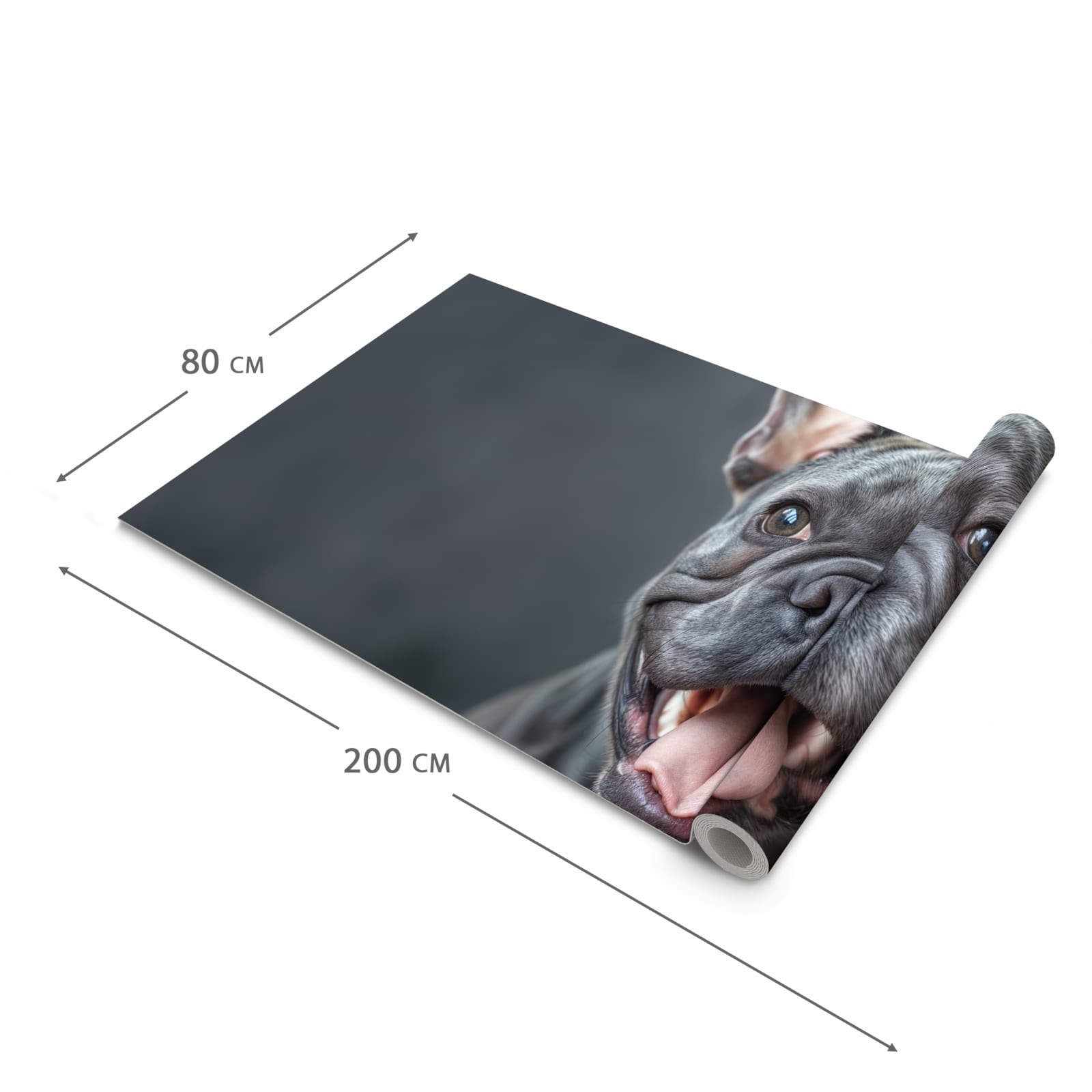 Geruchsneutraler Küchenteppich mit Motiv Lachender Hund in der Grösse 60x180 cm