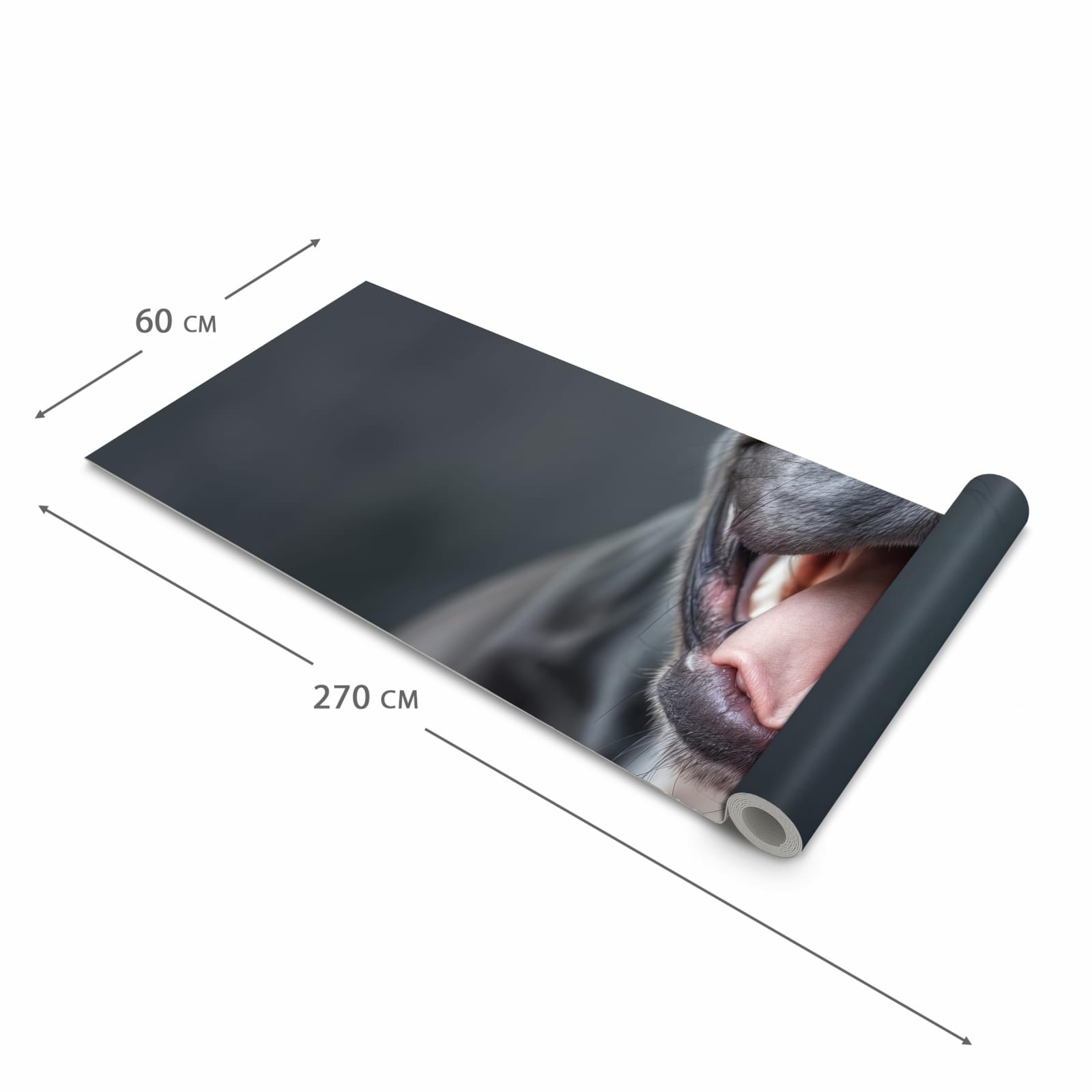 Wasserabweisender Läufer für die Küche mit Motiv Lachender Hund in der Grösse 60x180 cm