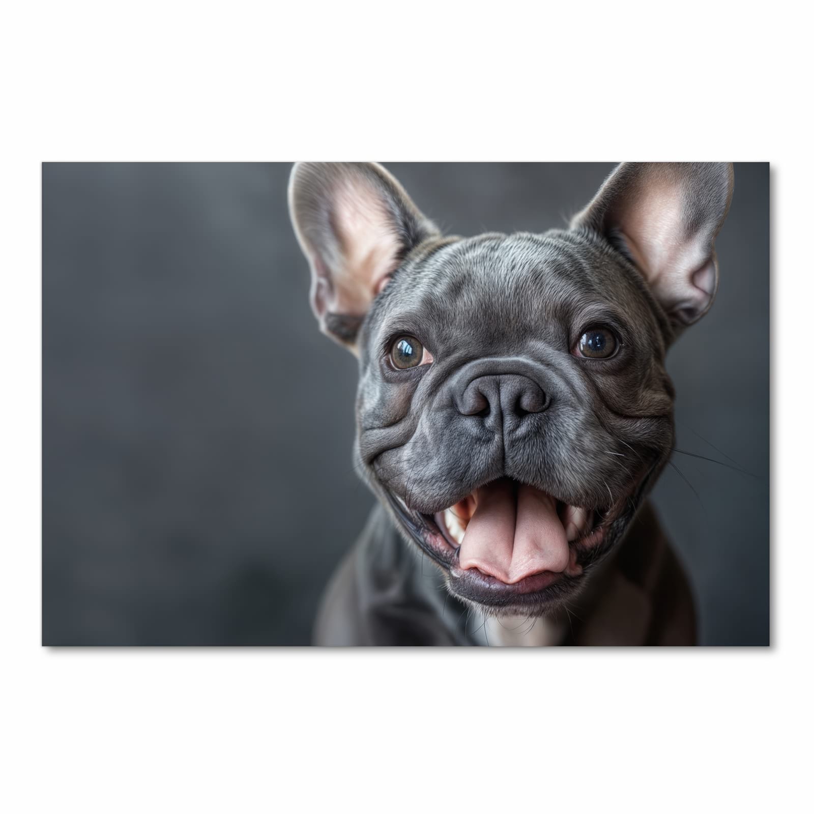 Fleckenresistenter waschbarer Küchenteppich mit Motiv Lachender Hund in Frontansicht