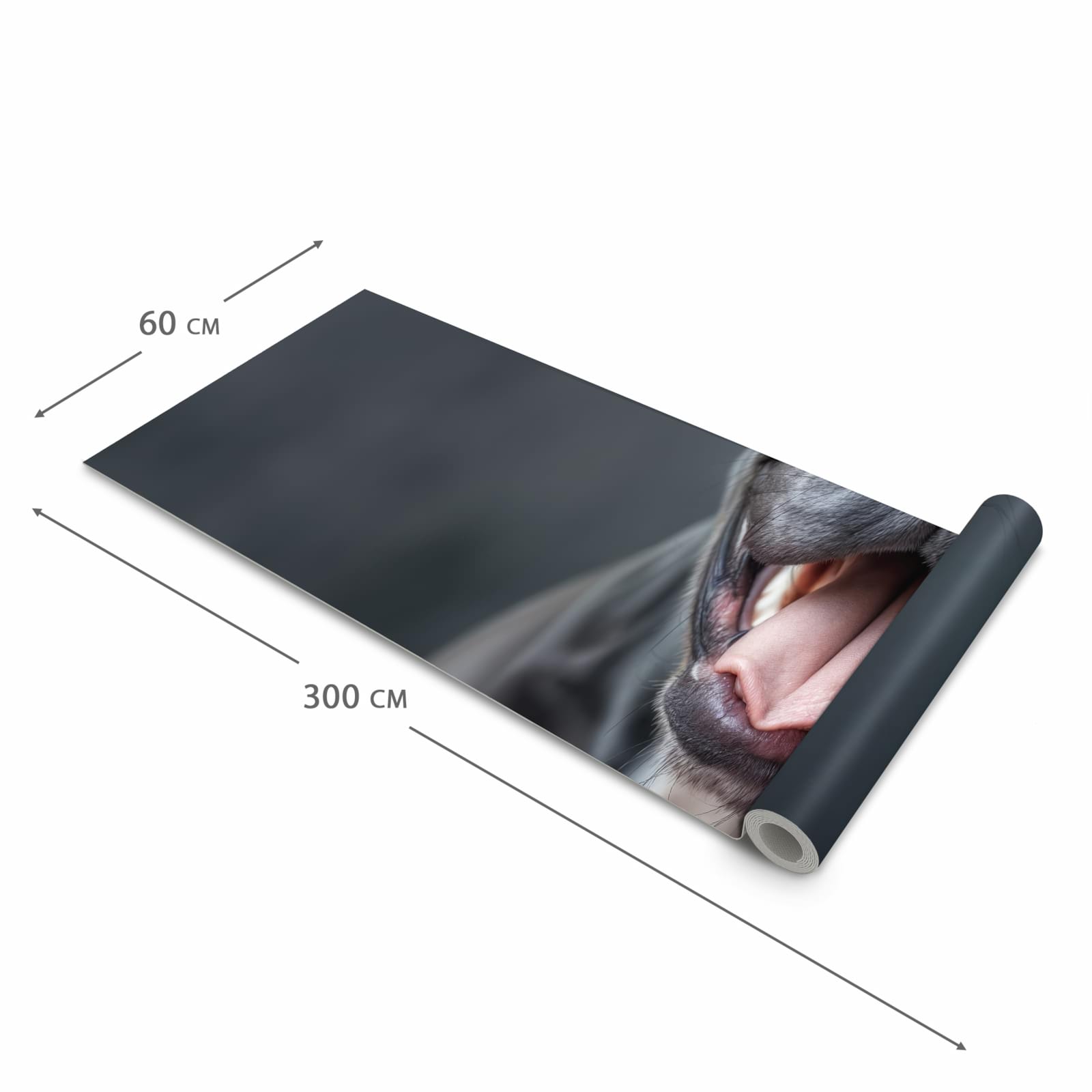 Fleckenresistenter Küchenläufer mit Motiv Lachender Hund in der Grösse 60x180 cm