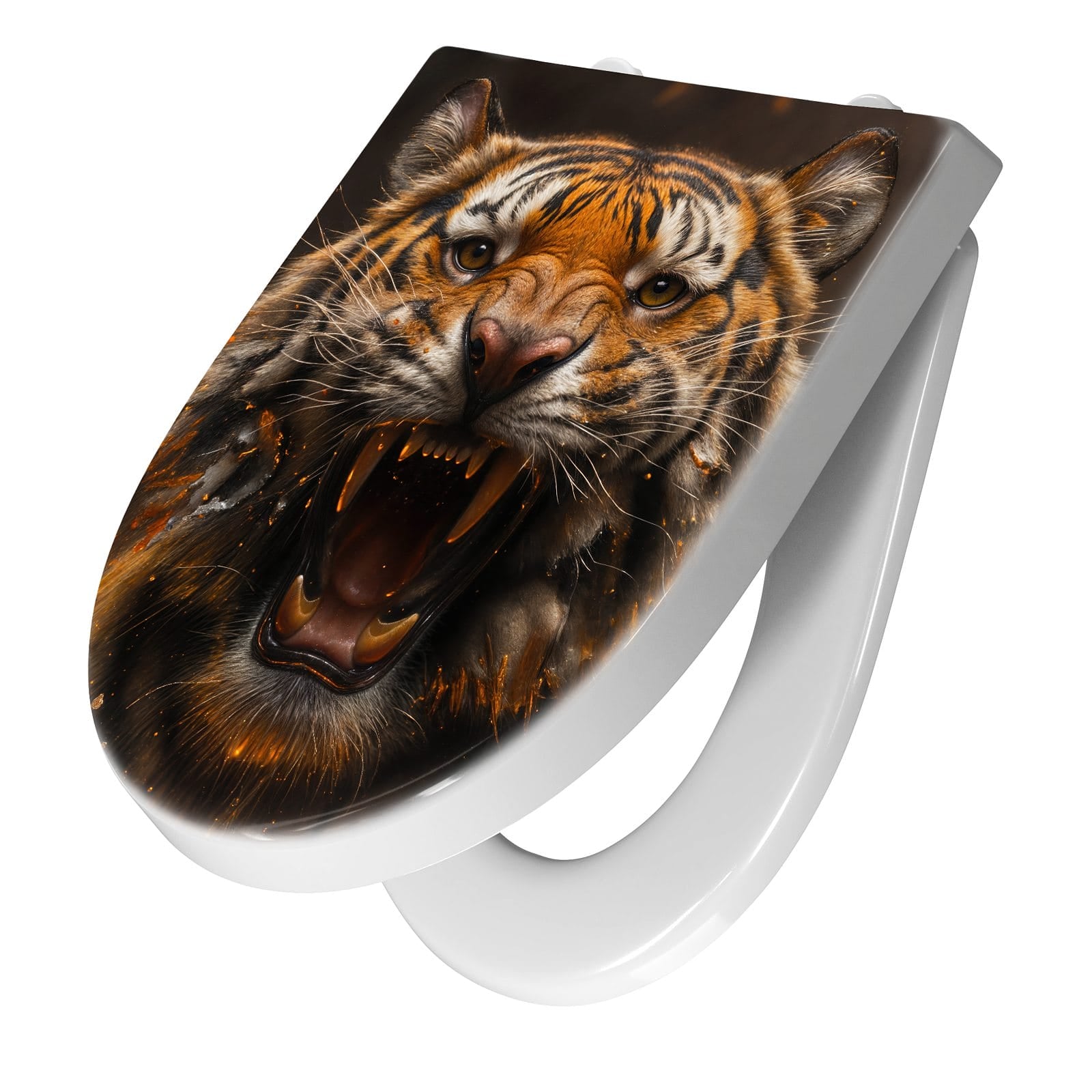 WC-Sitz mit Absenkautomatik Tiger im Feuer