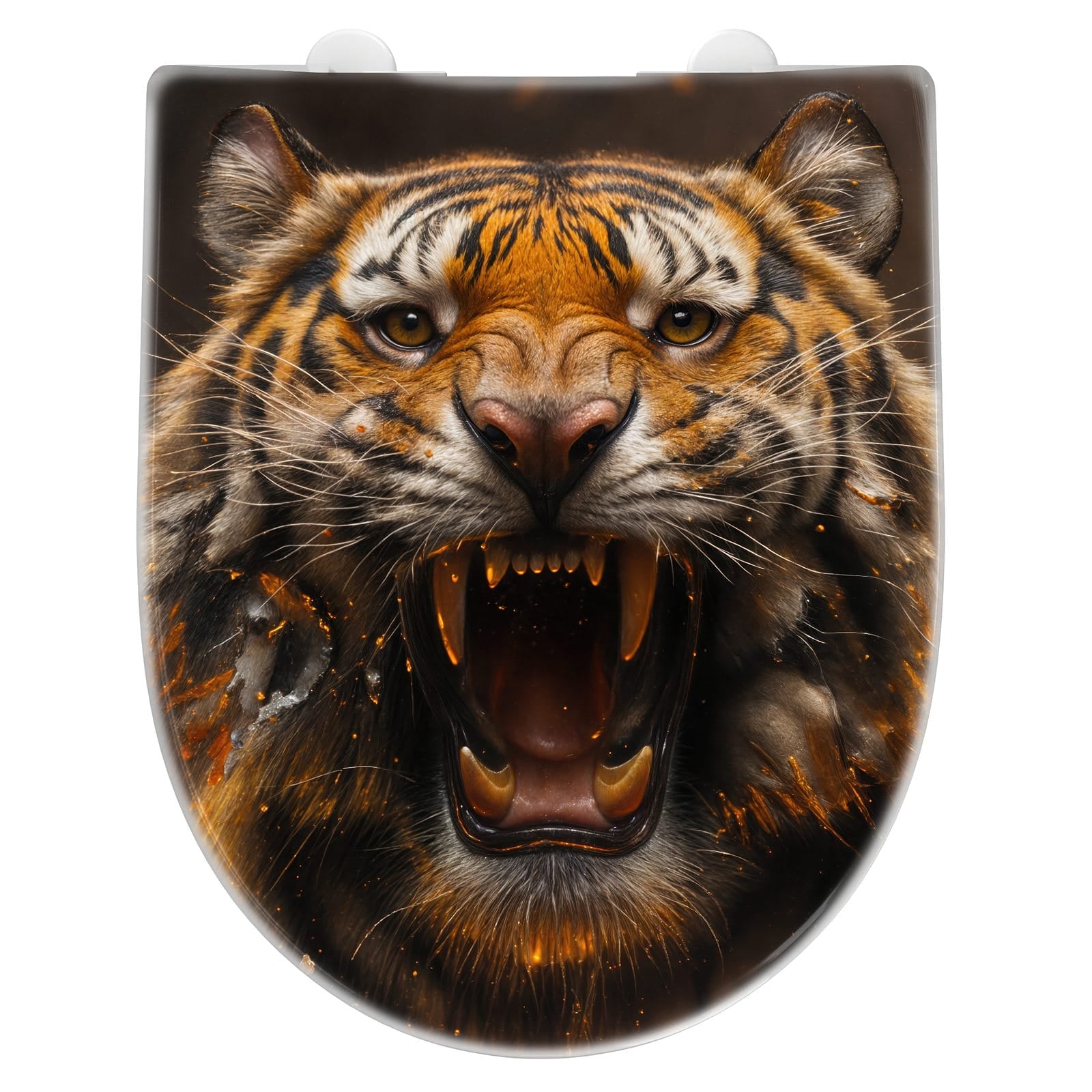 WC-Sitz mit Absenkautomatik Tiger im Feuer