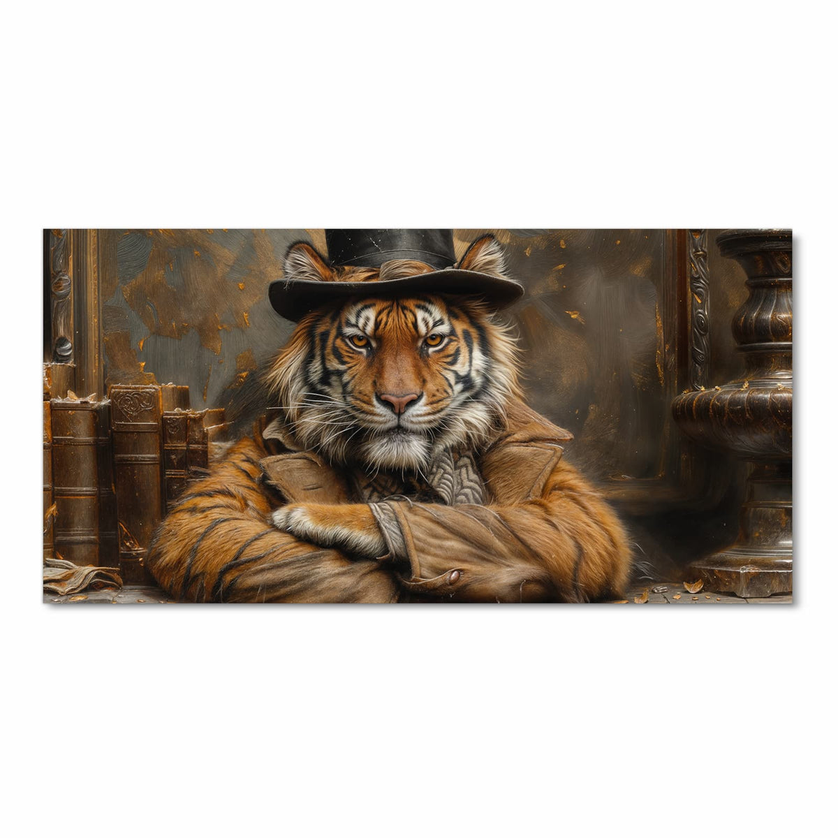Hygienischer Küchenläufer mit Motiv Tiger mit Zylinder in Frontansicht