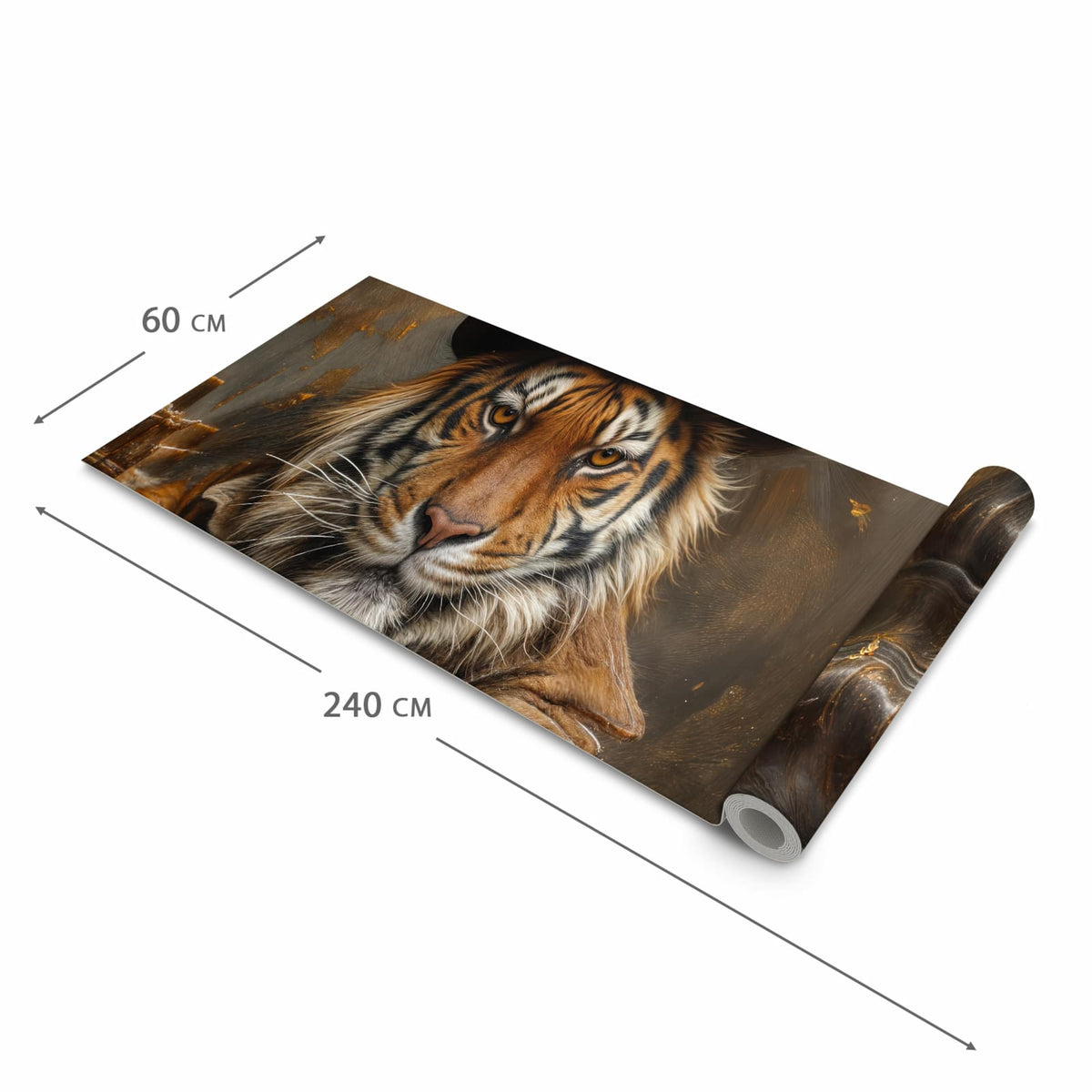 Komfortabler Küchenteppich mit Motiv Tiger mit Zylinder in der Grösse 60x180 cm