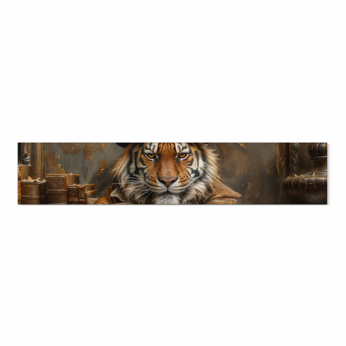 Feuchtigkeitsresistenter Läufer für Eingangsbereich mit Motiv Tiger mit Zylinder in Frontansicht