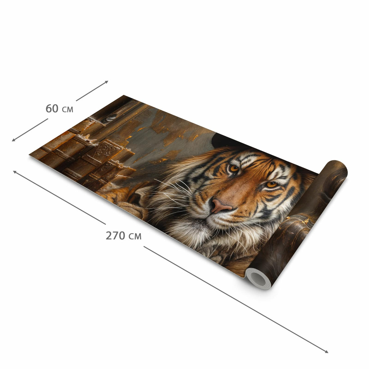 Wasserabweisender Läufer für die Küche mit Motiv Tiger mit Zylinder in der Grösse 60x180 cm