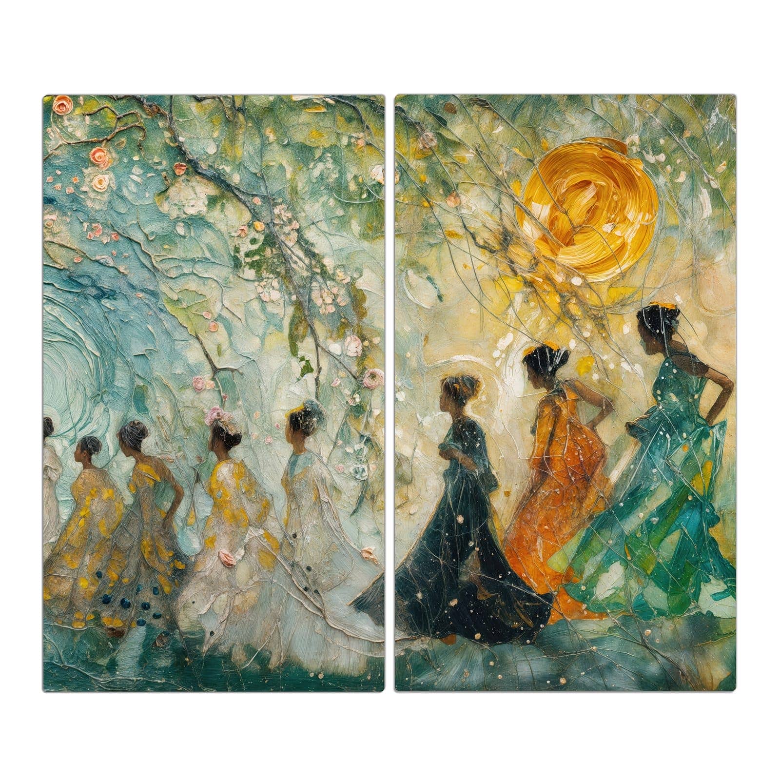 2-teilige Abdeckplatten für den Herd mit Festliches Gemälde-Motiv in der Frontansicht #grösse_2-Teilig (60x52cm)