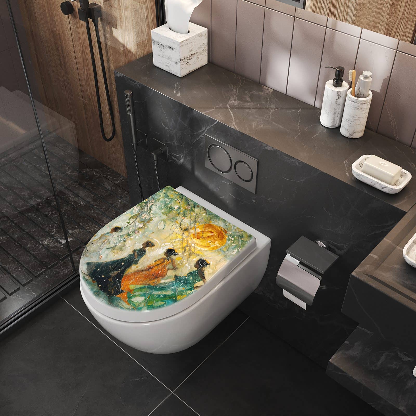 WC-Sitz mit Absenkautomatik Festliches Gemälde