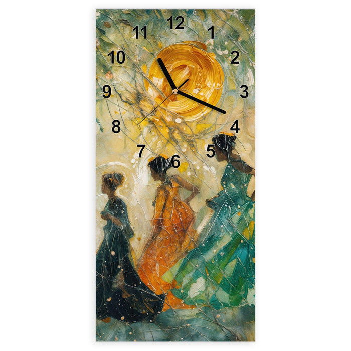 Wanduhr Festliches Gemälde aus Glas – Hochformat 30 × 60 cm mit Ziffernblatt Modern