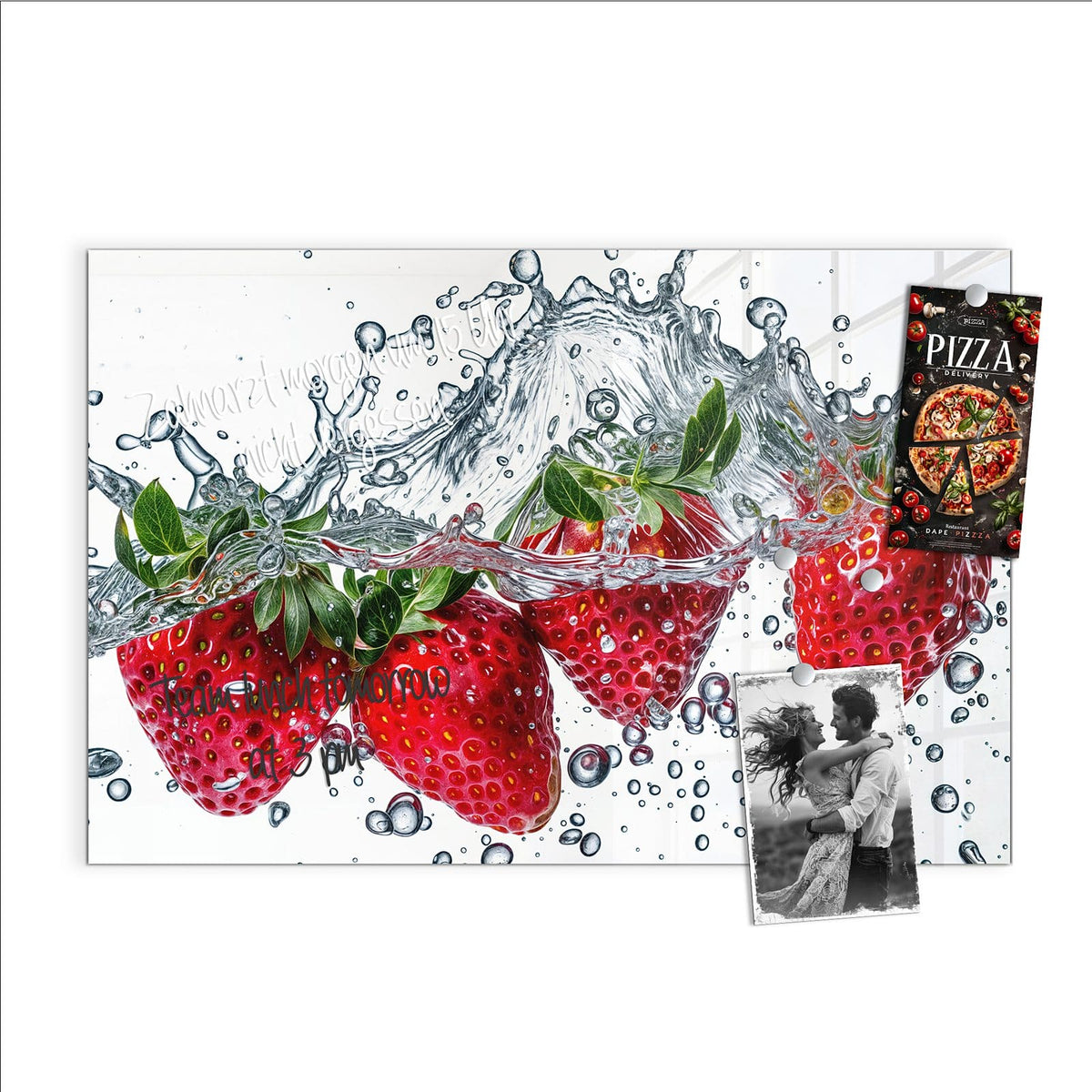 Beschreiben, abwischen, anheften – Magnettafel - Spritzige Erdbeeren