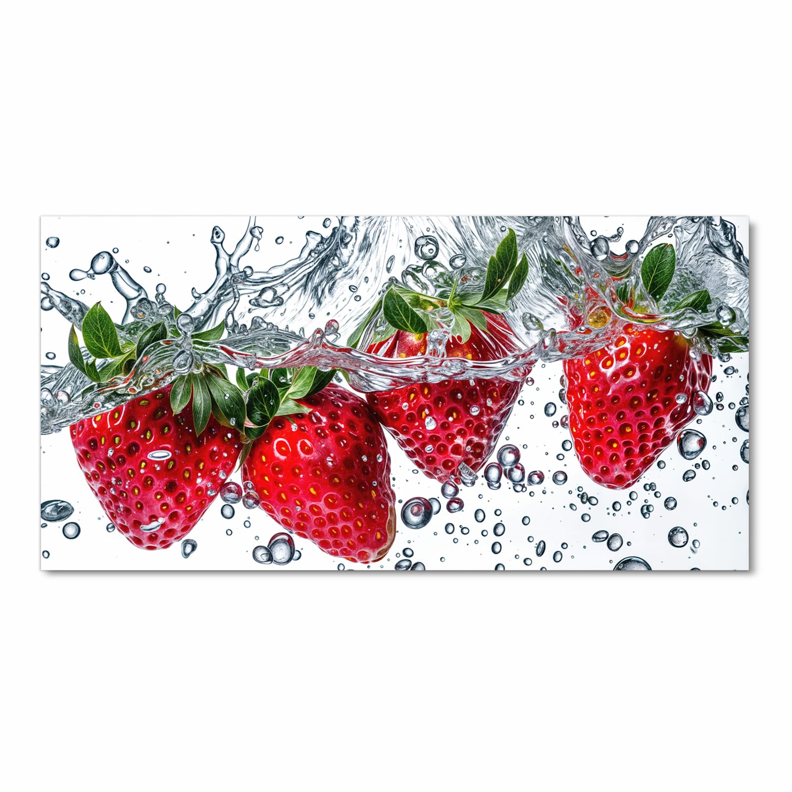 Rutschfester waschbarer Küchenläufer mit Motiv In Wasser Erdbeeren in Frontansicht