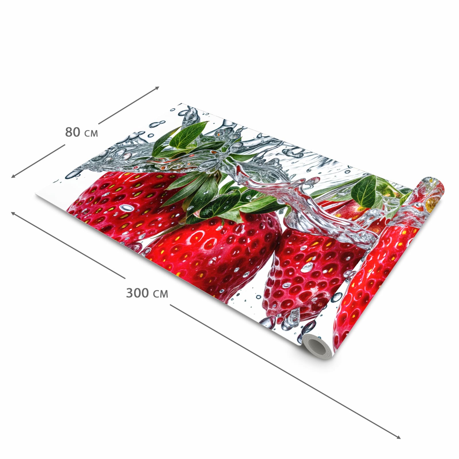 Rutschhemmender waschbarer Küchenläufer mit Motiv In Wasser Erdbeeren in der Größe 60x180 cm