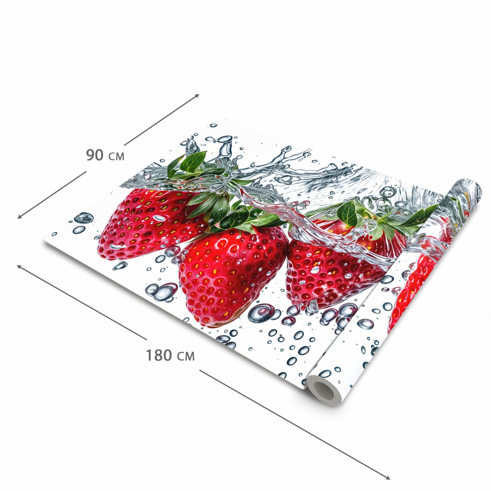 Rutschfester Küchenläufer mit Motiv In Wasser Erdbeeren in der Grösse 60x180 cm