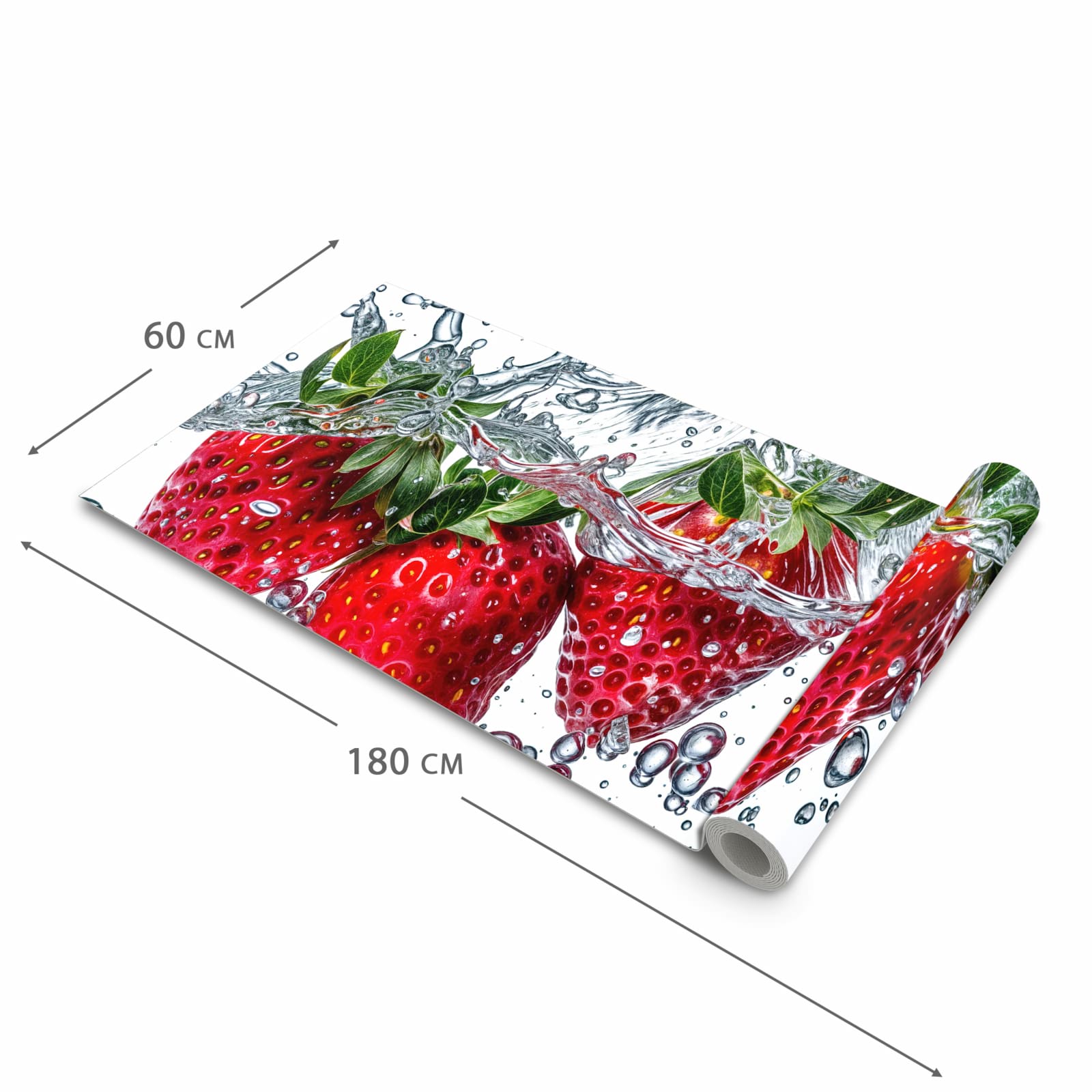 Wasserabweisender Küchenteppich mit Motiv In Wasser Erdbeeren in der Grösse 60x150 cm