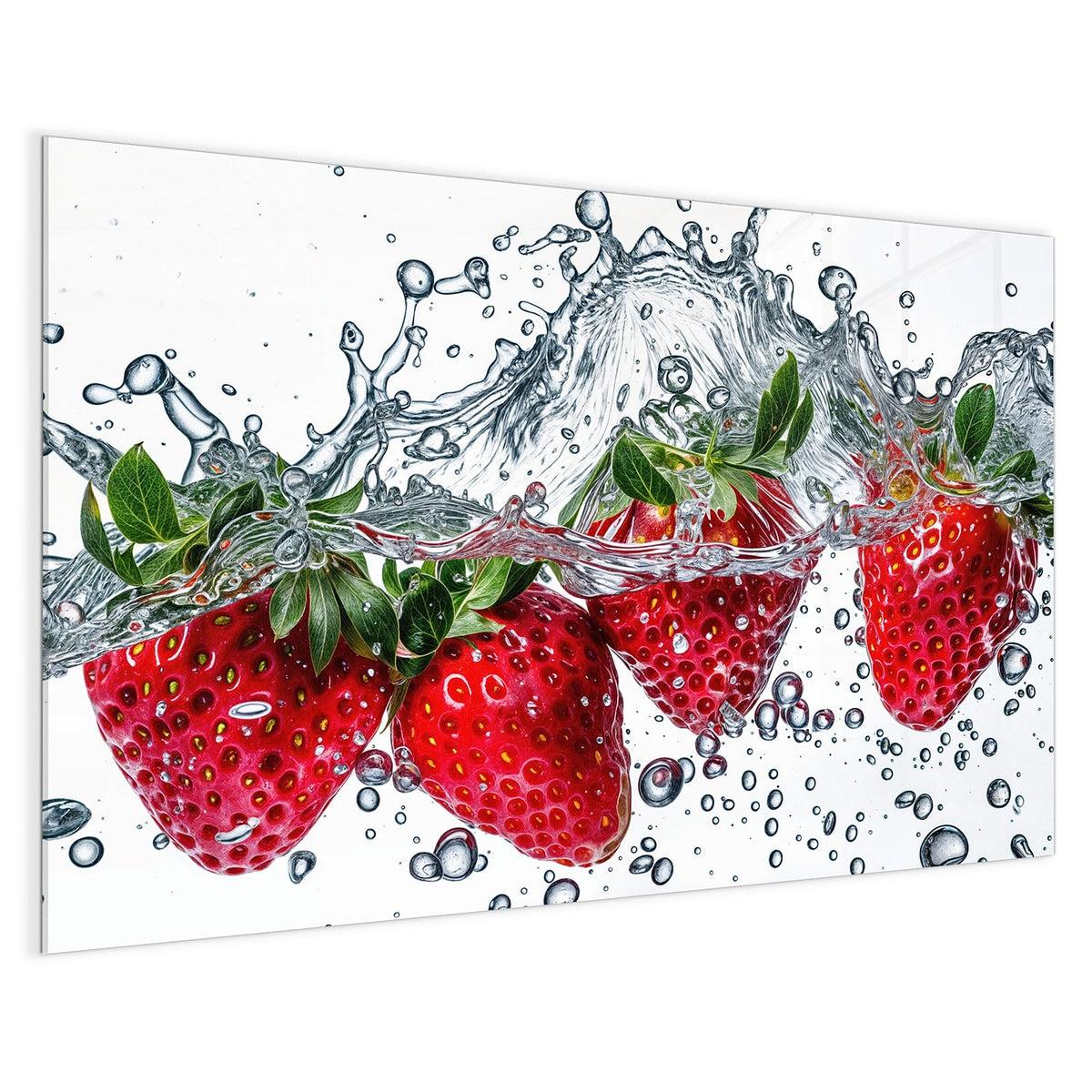 4 mm Glas statt lackiertem Blech – Magnettafel - Spritzige Erdbeeren