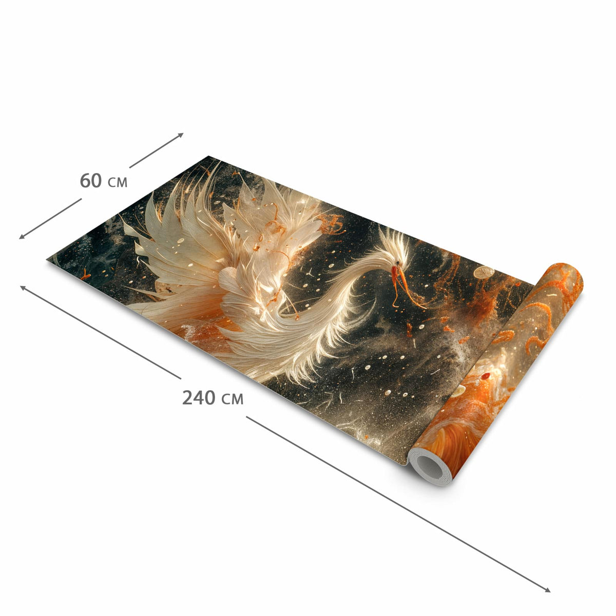 Feuchtigkeitsresistenter dünner Küchenteppich mit Motiv Eleganter Vogel in der Grösse 60x150 cm