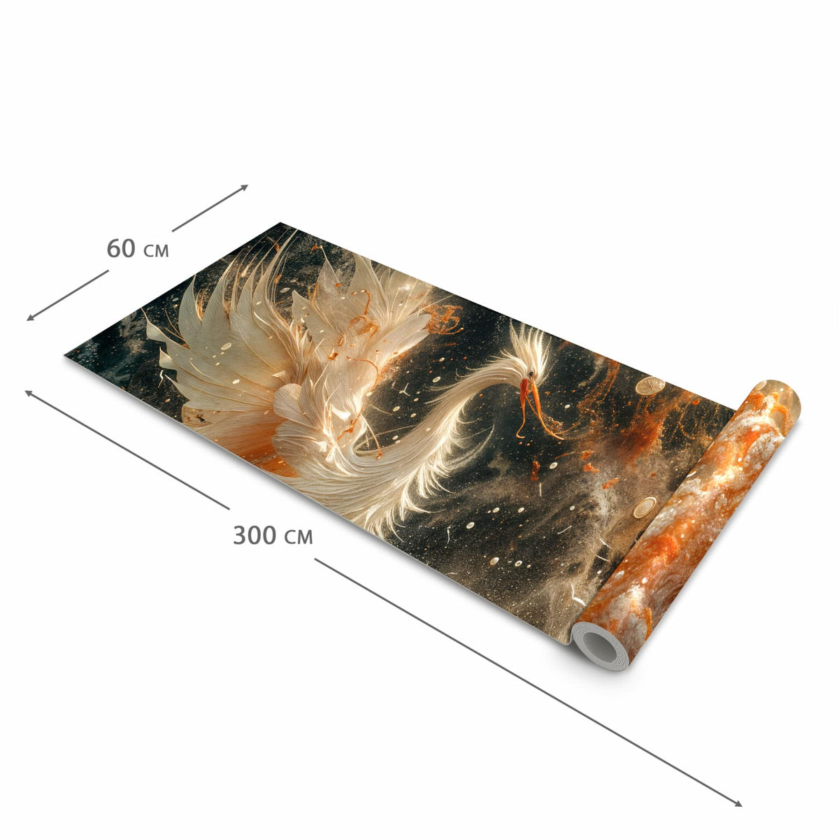 Dünner waschbarer Küchenteppich mit Motiv Eleganter Vogel in der Grösse 60x150 cm