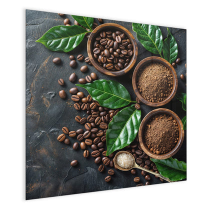 Magnettafel mit dem Motiv Kaffeebohnen und Blätter