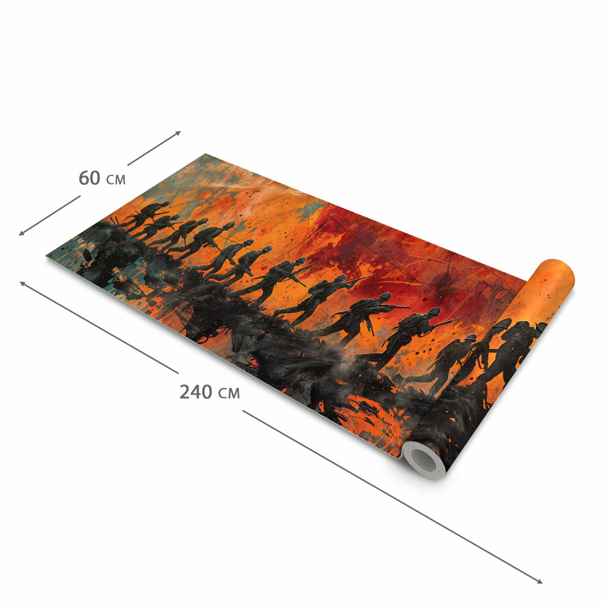Flacher großer Küchenteppich mit Motiv Marsch im Sonnenuntergang in der Größe 60x120 cm