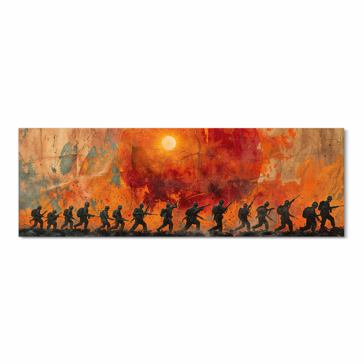 Küchenteppich mit Motiv Marsch im Sonnenuntergang in Frontansicht für sicheres Aufbewahren