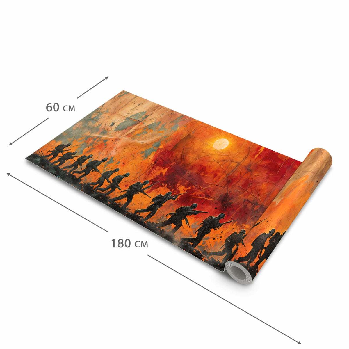Langlebiger waschbarer Küchenteppich mit Motiv Marsch im Sonnenuntergang in der Größe 60x120 cm