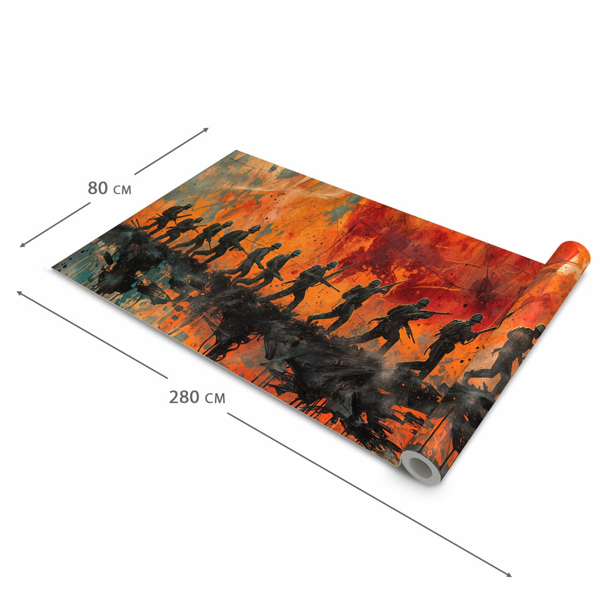 Hygienischer rutschfester Küchenläufer mit Motiv Marsch im Sonnenuntergang in der Grösse 60x120 cm