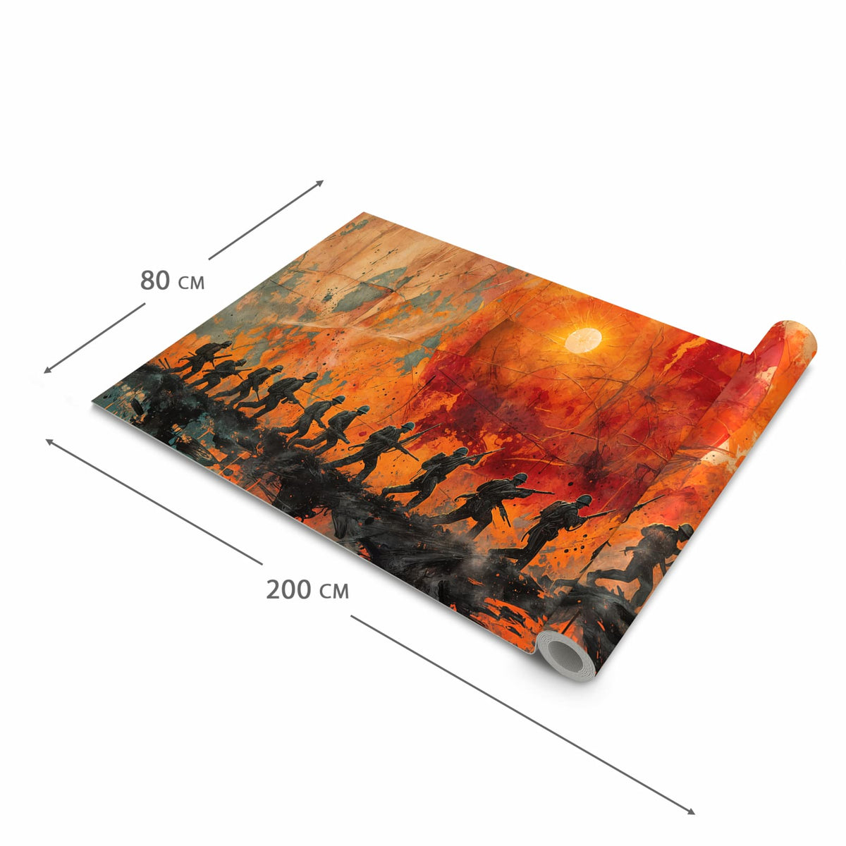 Pflegeleichter Küchenläufer mit Motiv Marsch im Sonnenuntergang in der Grösse 60x120 cm