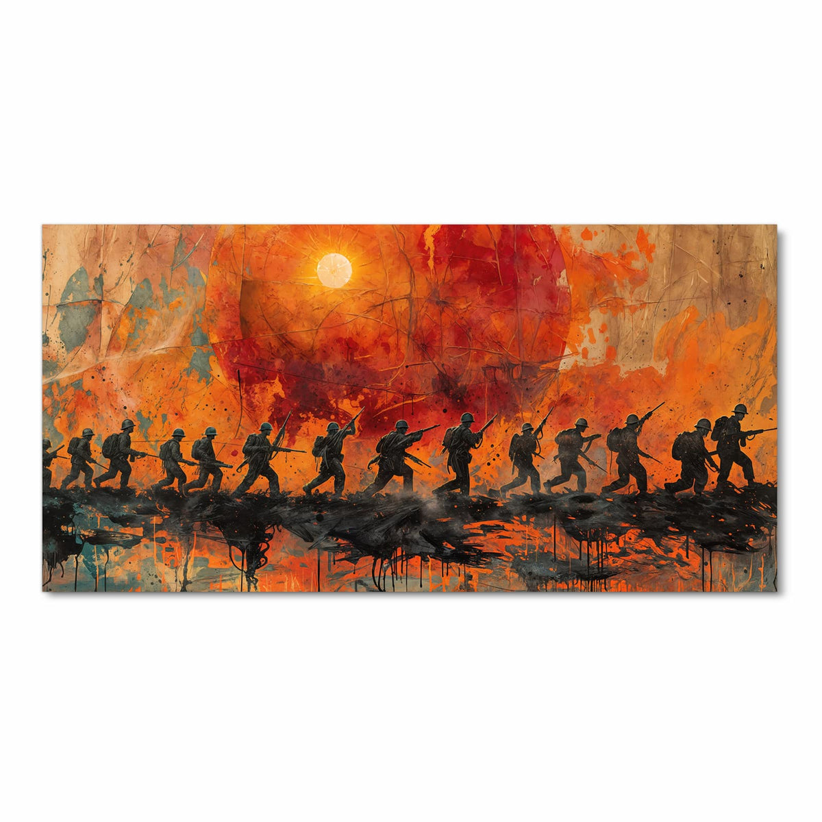 Farbbeständiger Küchenteppich mit Motiv Marsch im Sonnenuntergang in Frontansicht