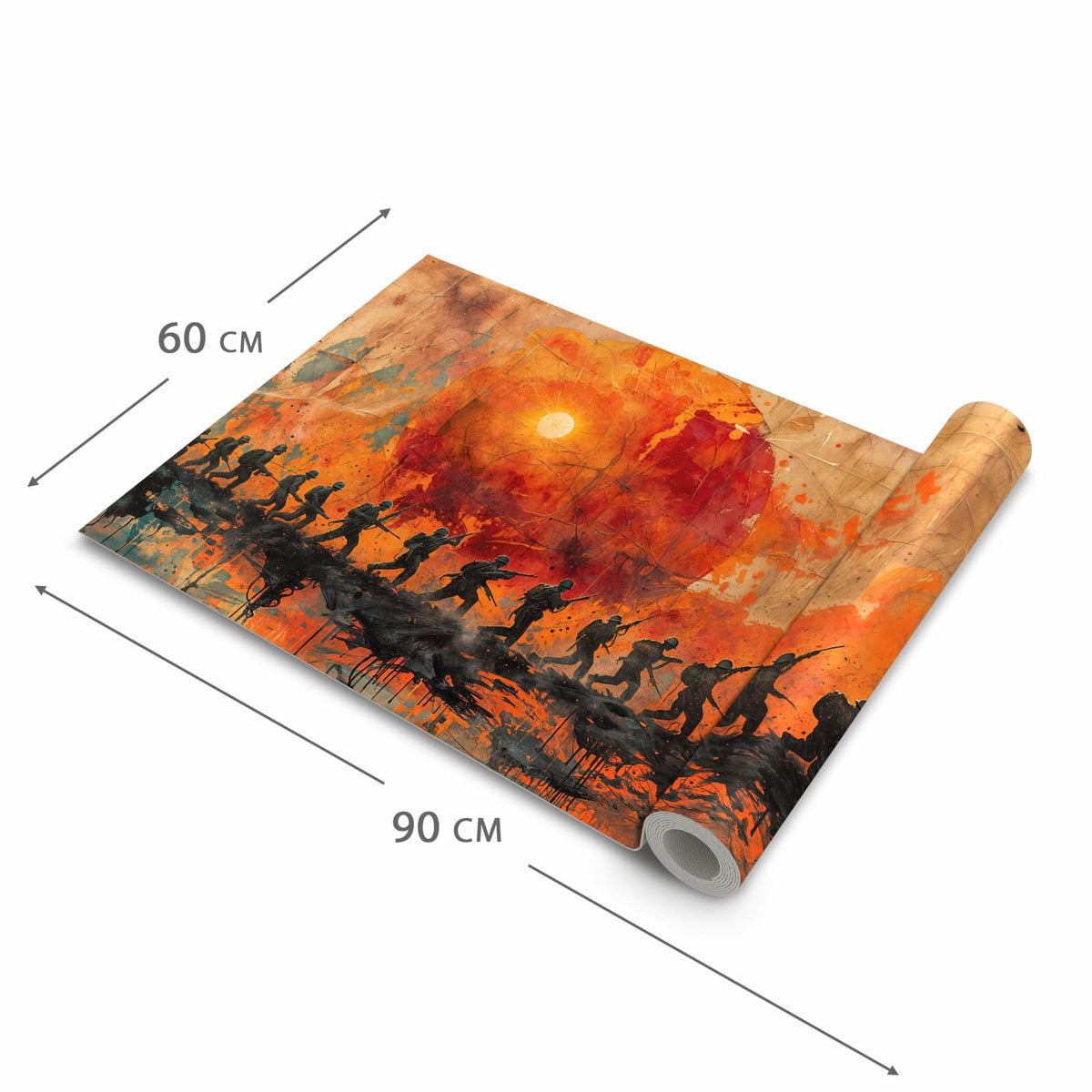 Rutschhemmender Küchenläufer mit Motiv Marsch im Sonnenuntergang in der Grösse 60x120 cm