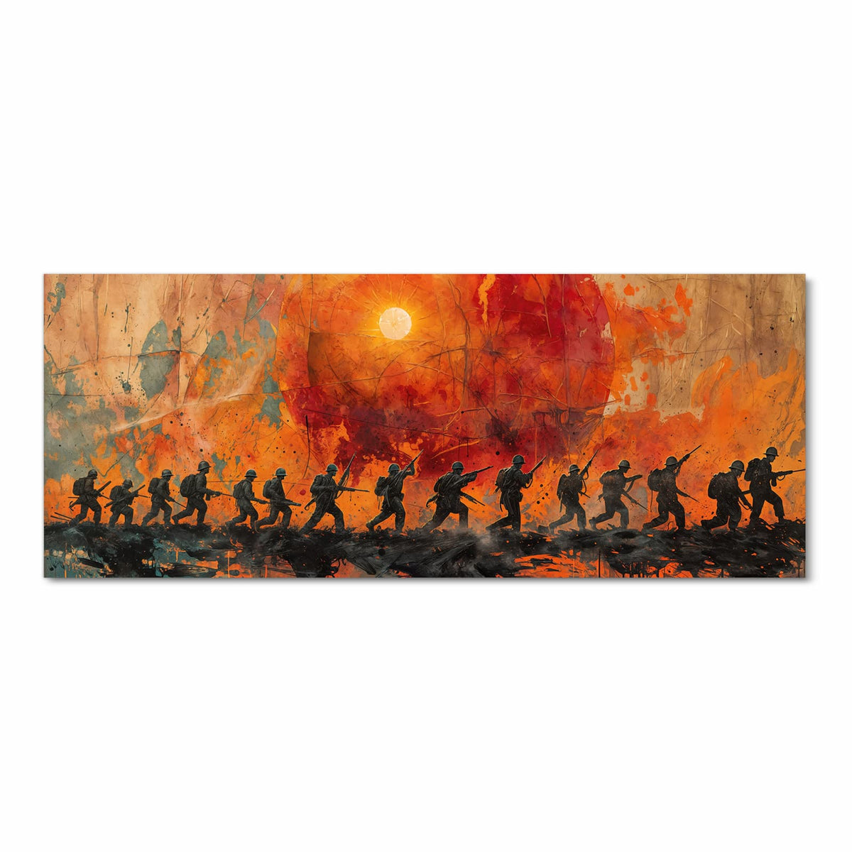 Formstabiler Küchenteppich mit Motiv Marsch im Sonnenuntergang in Frontansicht