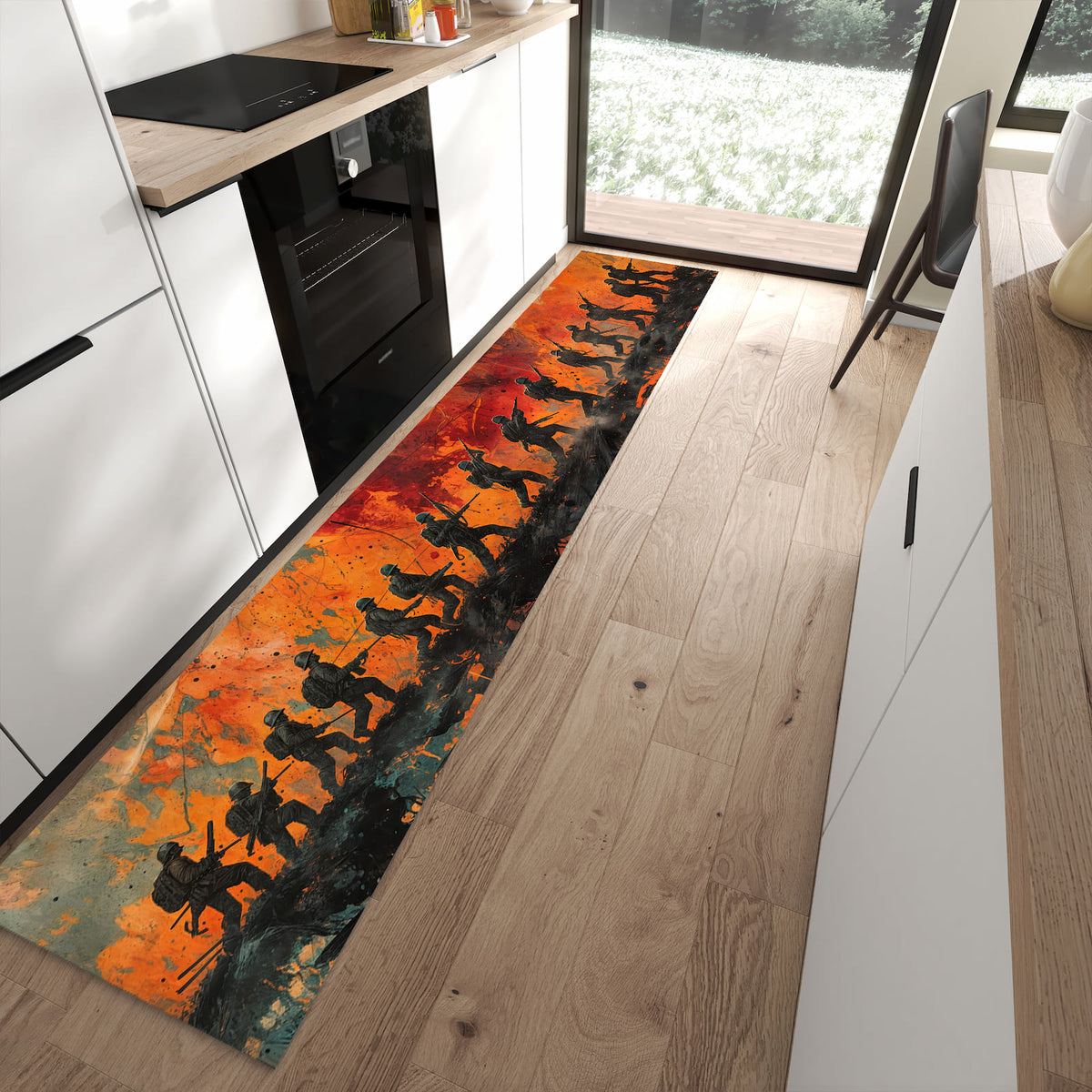13 Größen – von 60 × 90 bis 80 × 300 cm – Küchenläufer - Marsch vor roter Sonne