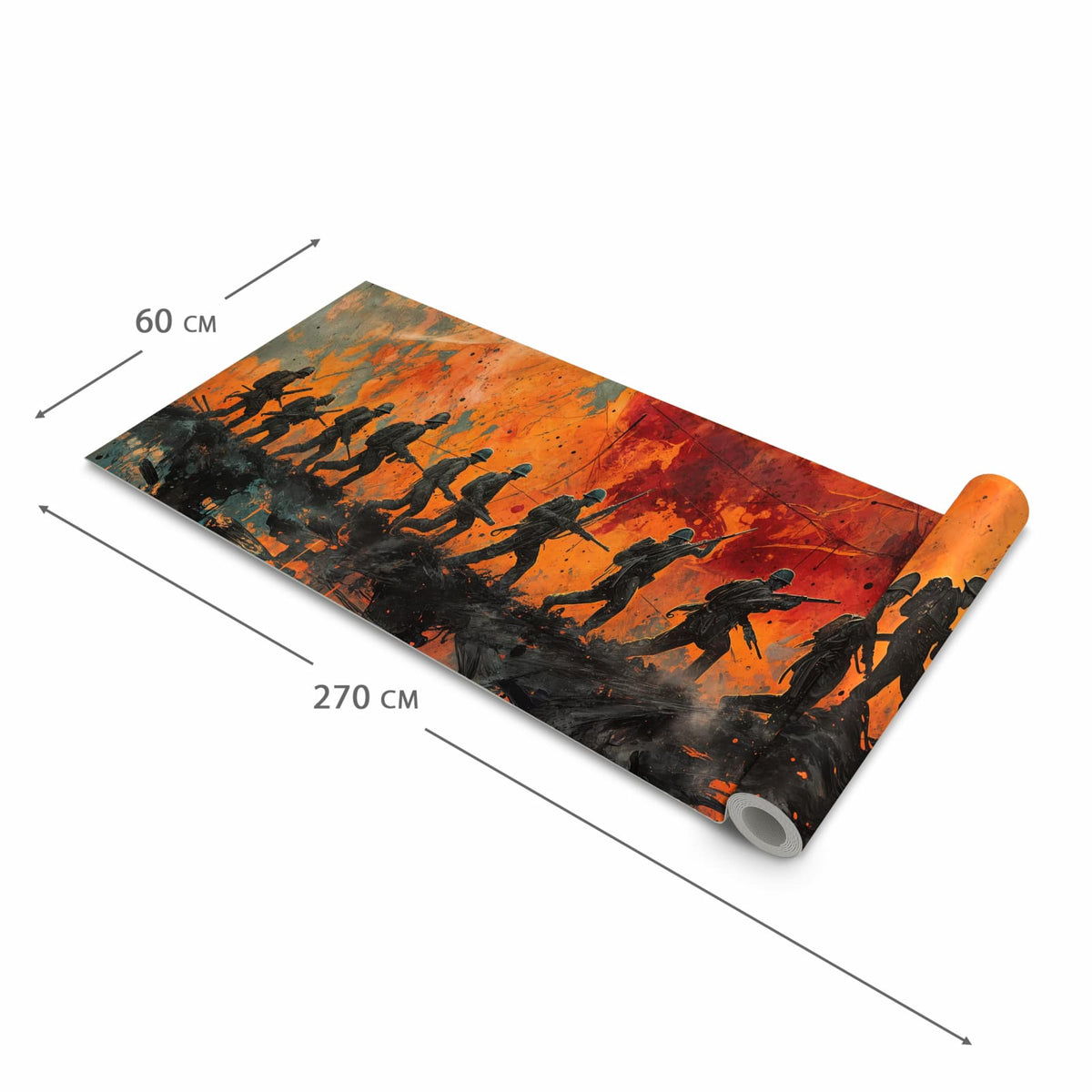 Pflegeleichter rutschfester Küchenteppich mit Motiv Marsch im Sonnenuntergang in der Grösse 60x120 cm