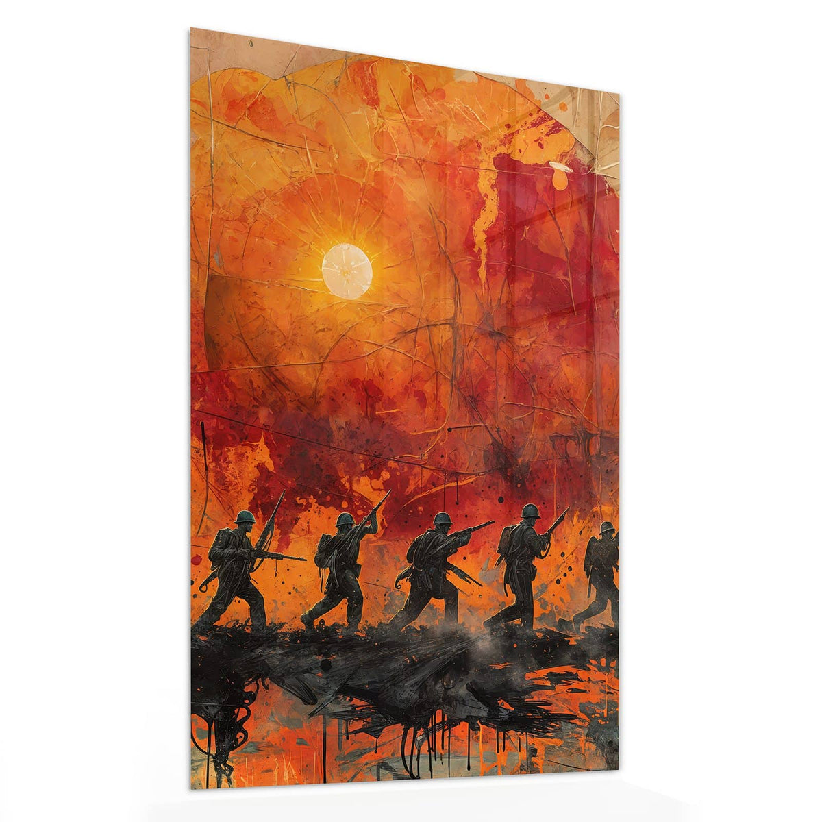 11 Größen – von 30 × 60 bis 60 × 150 cm – Wandbild - Marsch vor roter Sonne - Hochformat