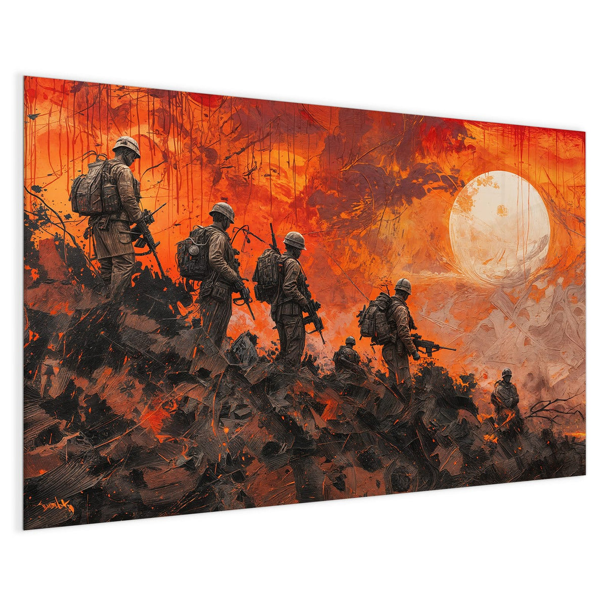 4 mm Glas statt lackiertem Blech – Magnettafel - Soldaten im Abendrot