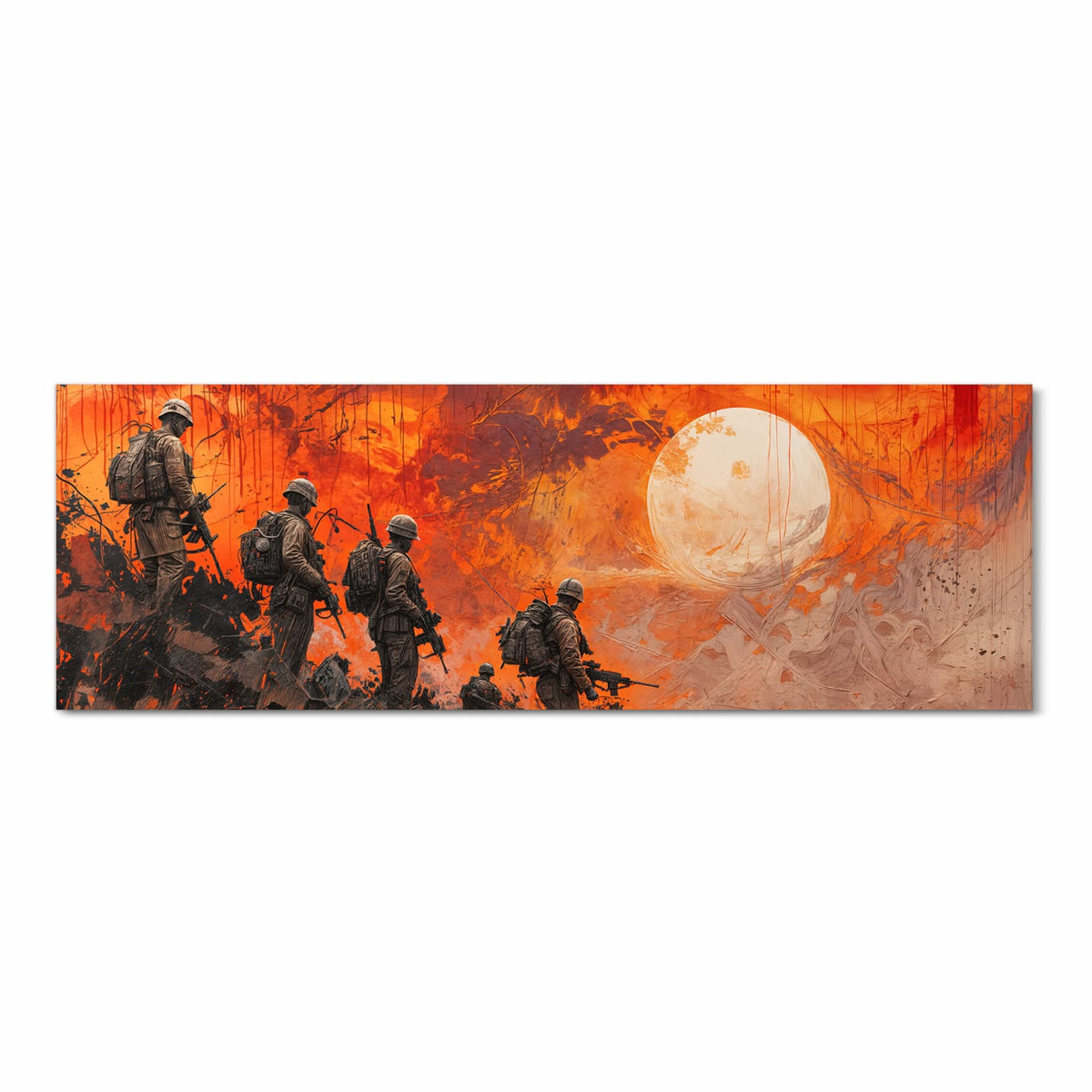 Wasserabweisender Küchenteppich mit Motiv Soldaten im Sonnenuntergang in Frontansicht