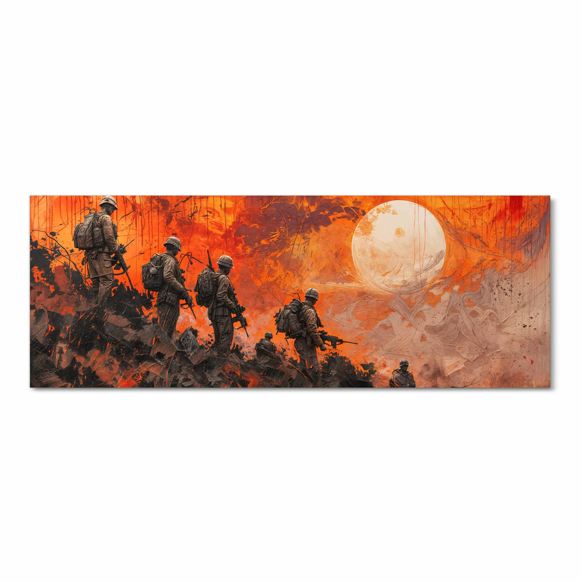 Rutschfester Küchenläufer mit Motiv Soldaten im Sonnenuntergang in Frontansicht für sicheren Stand