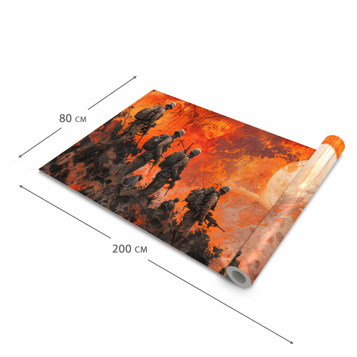 Pflegeleichter rutschfester Küchenteppich mit Motiv Soldaten im Sonnenuntergang in der Grösse 90x240 cm