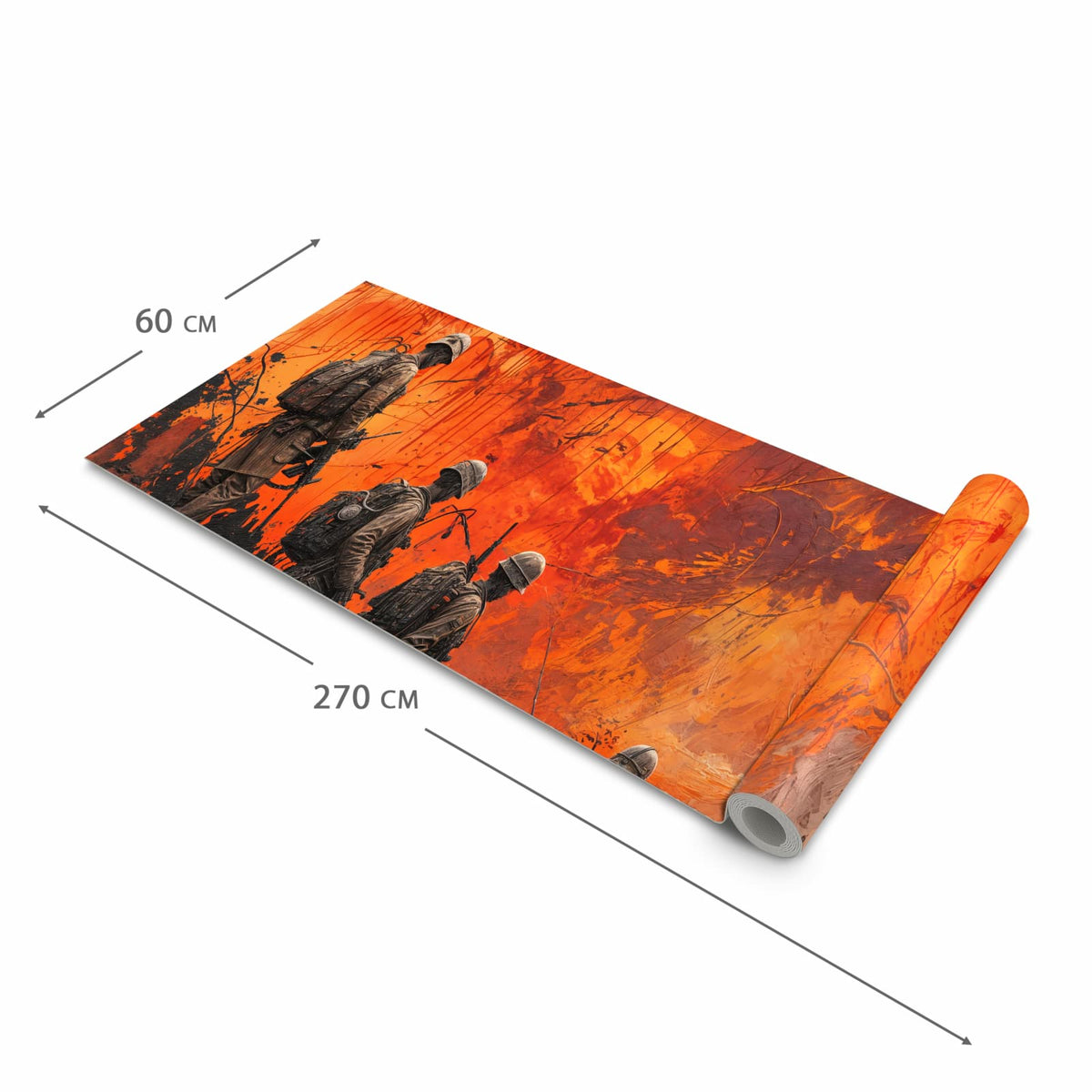 Pflegeleichter waschbarer Küchenteppich mit Motiv Soldaten im Sonnenuntergang in der Grösse 90x240 cm