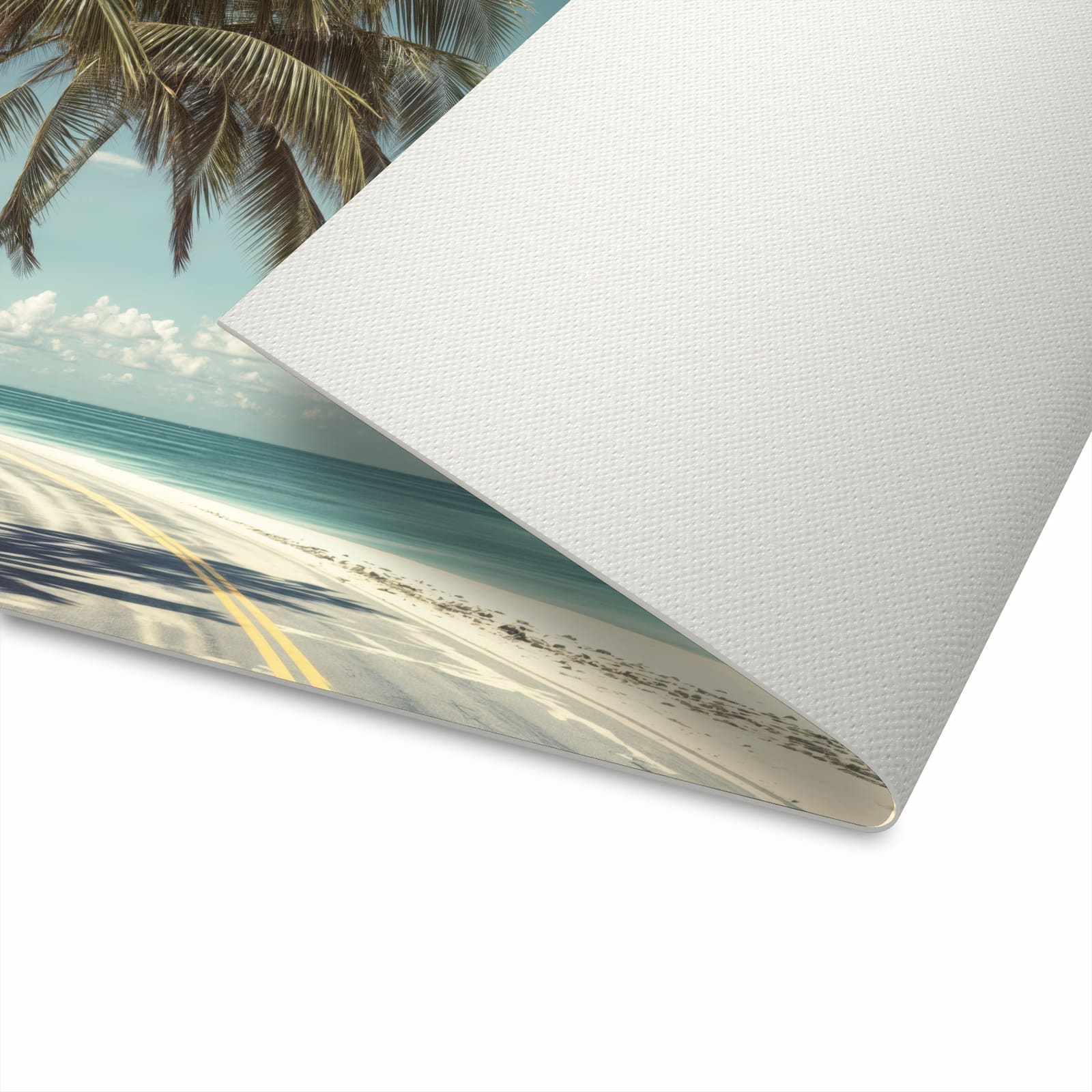 Abwaschbarer Küchenteppich mit Motiv Strandstraße Palmen für komfortables Stehen