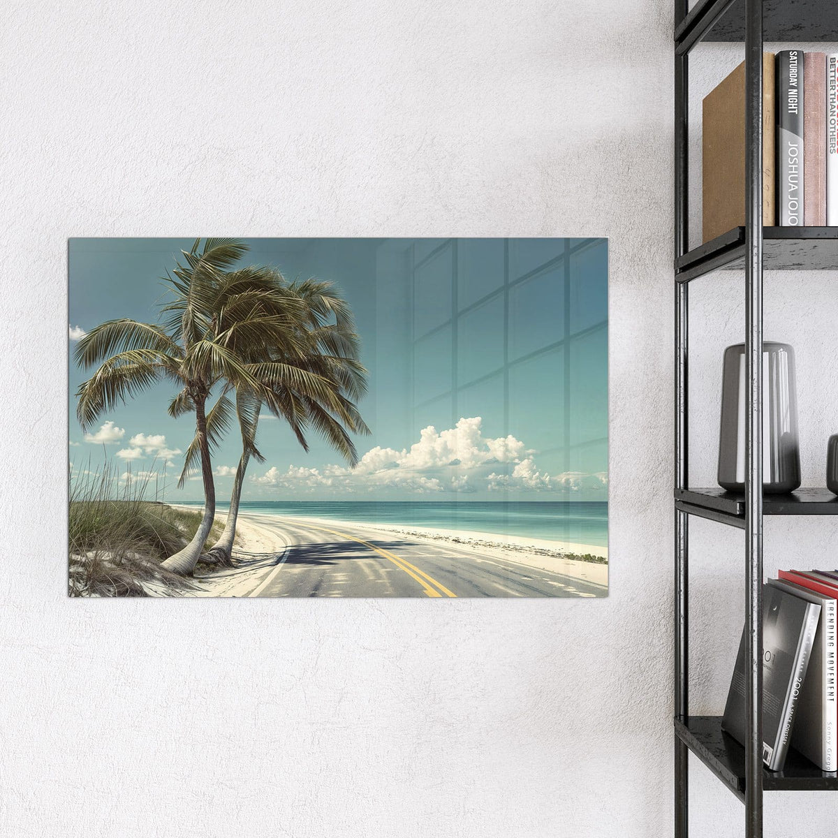9 Größen – von 30 × 30 bis 120 × 90 cm – Magnettafel - Küstenstraße mit Palmen