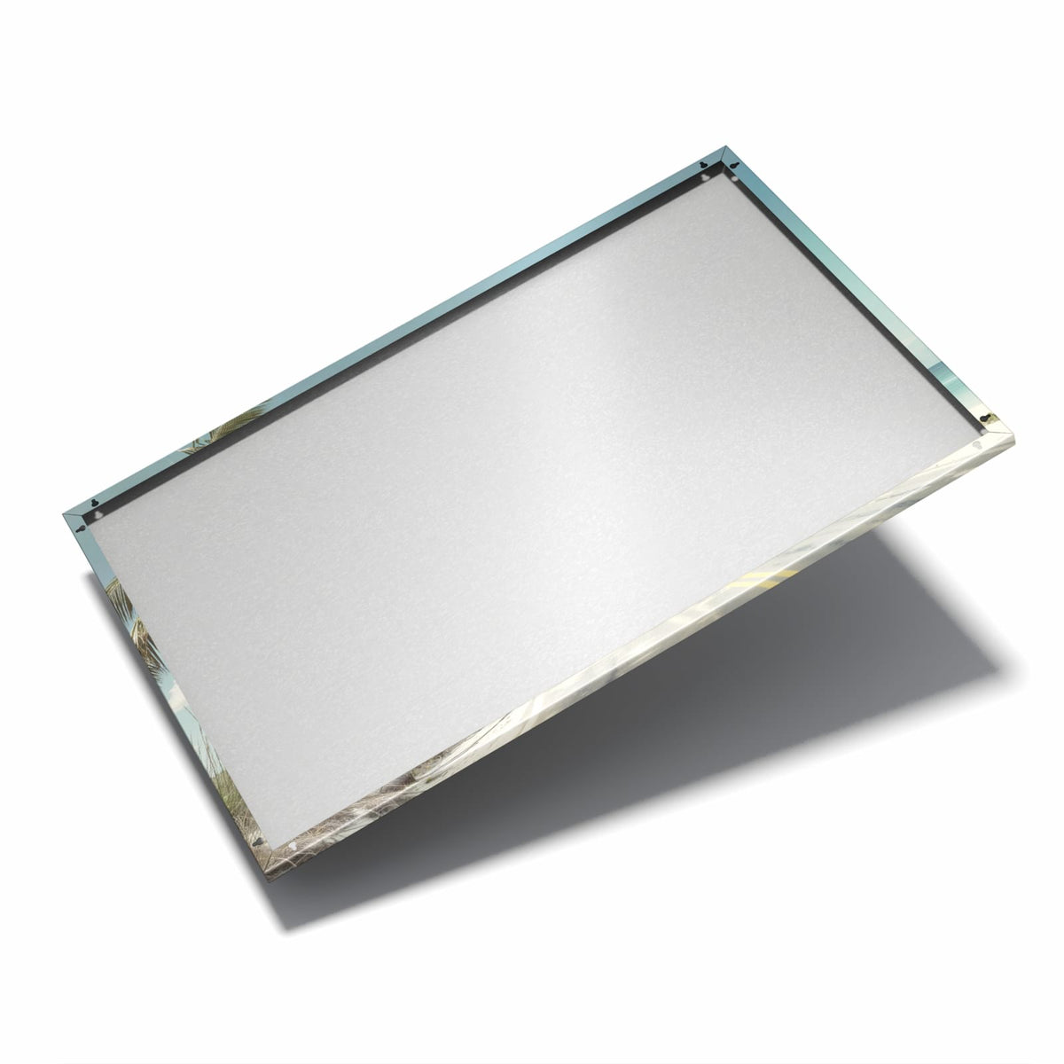 Nur 7 mm – liegt eng an der Wand – Metall Magnettafel - Küstenstraße mit Palmen