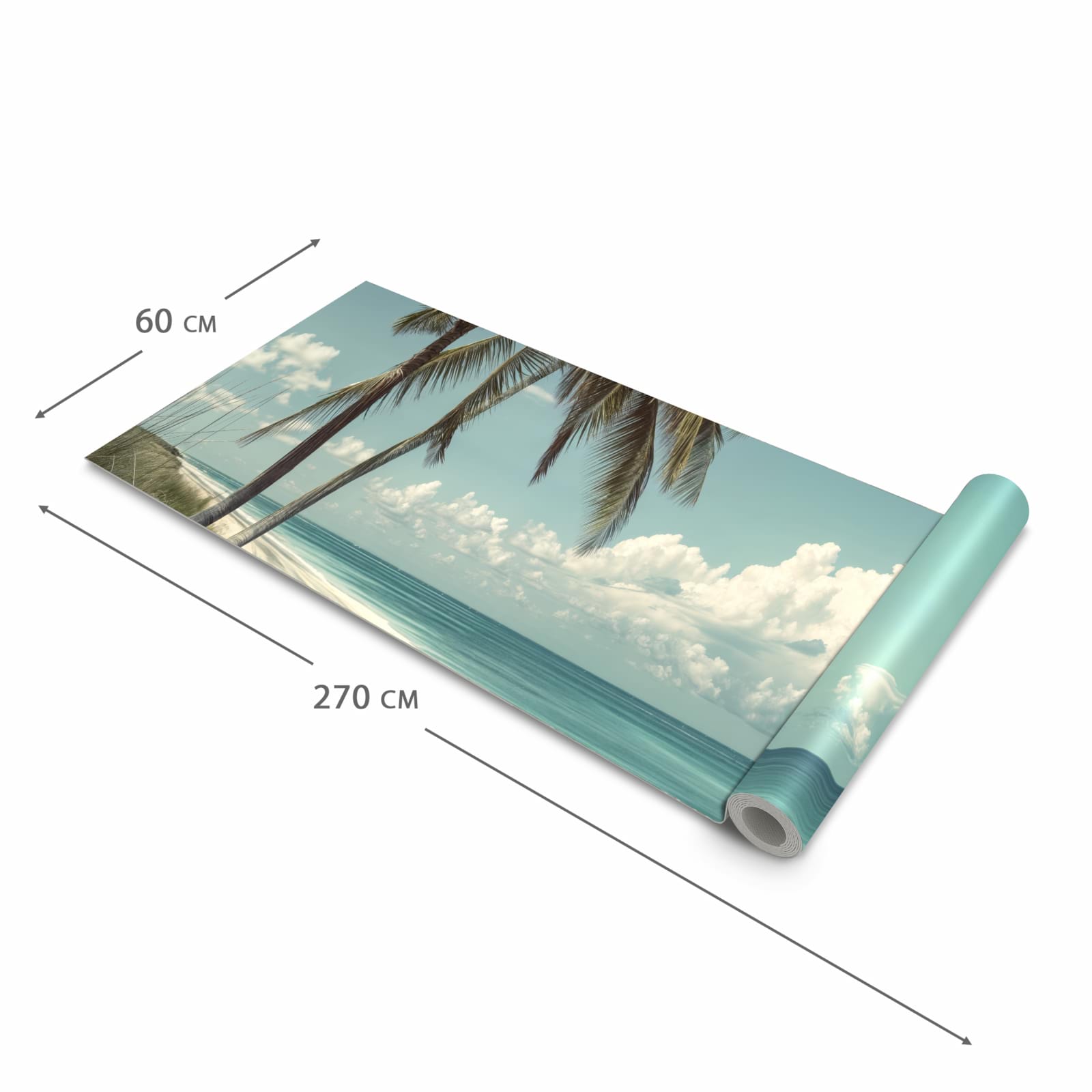 Formstabiler Küchenläufer mit Motiv Strandstraße Palmen in der Grösse 90x180 cm