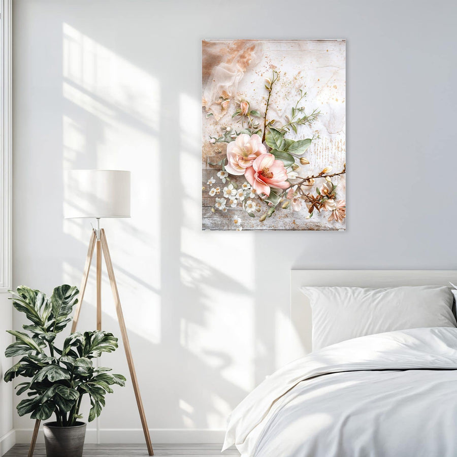 Maße Wandbild - Magnolien auf Holz - Hochformat