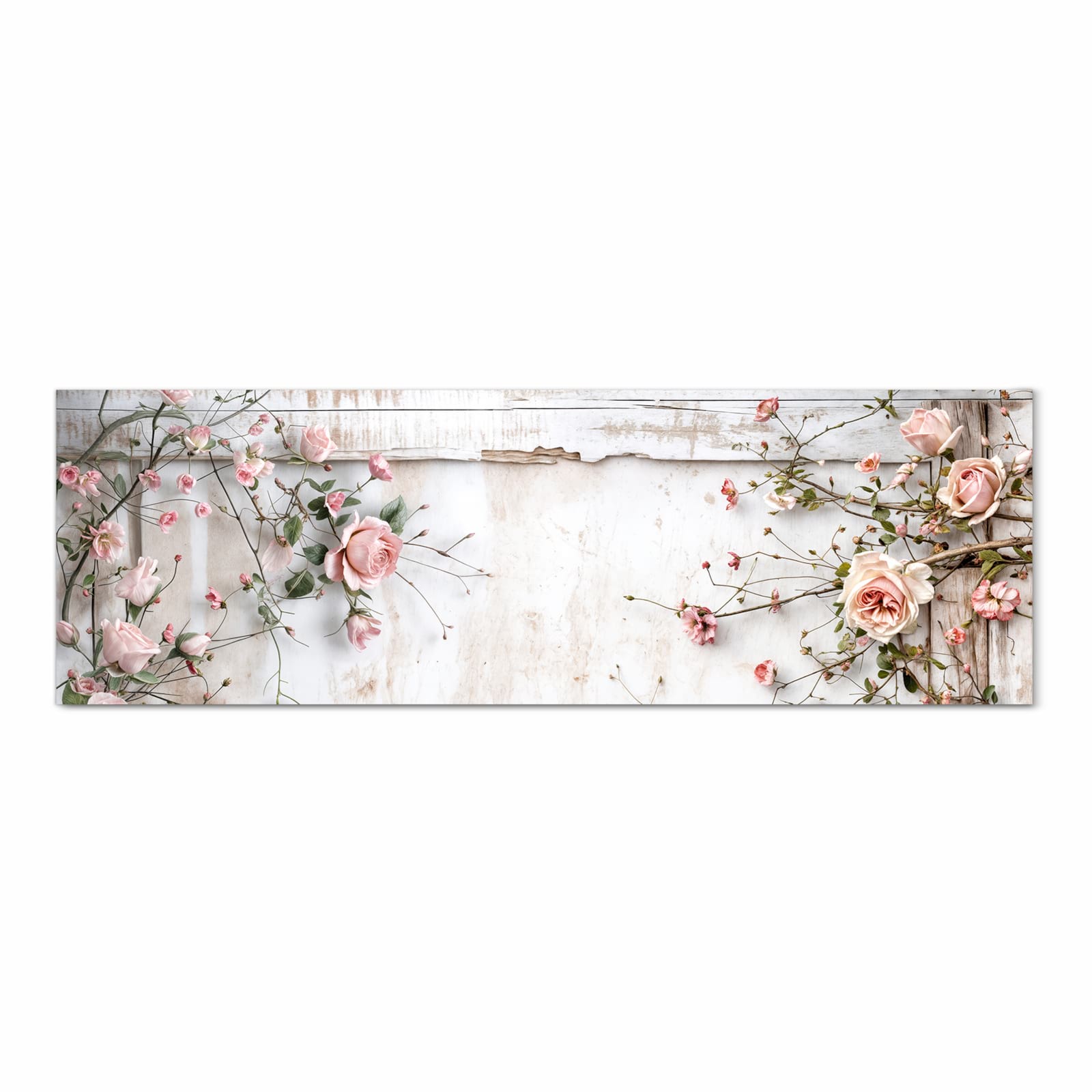 Bodenschonender Bodenläufer Teppich mit Motiv Rosenblüten Eleganz in Frontansicht