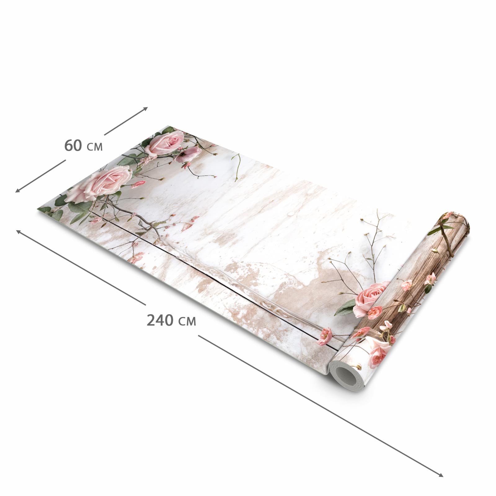 Langlebiger moderner Küchenläufer mit Motiv Rosenblüten Eleganz in der Grösse 60x180 cm